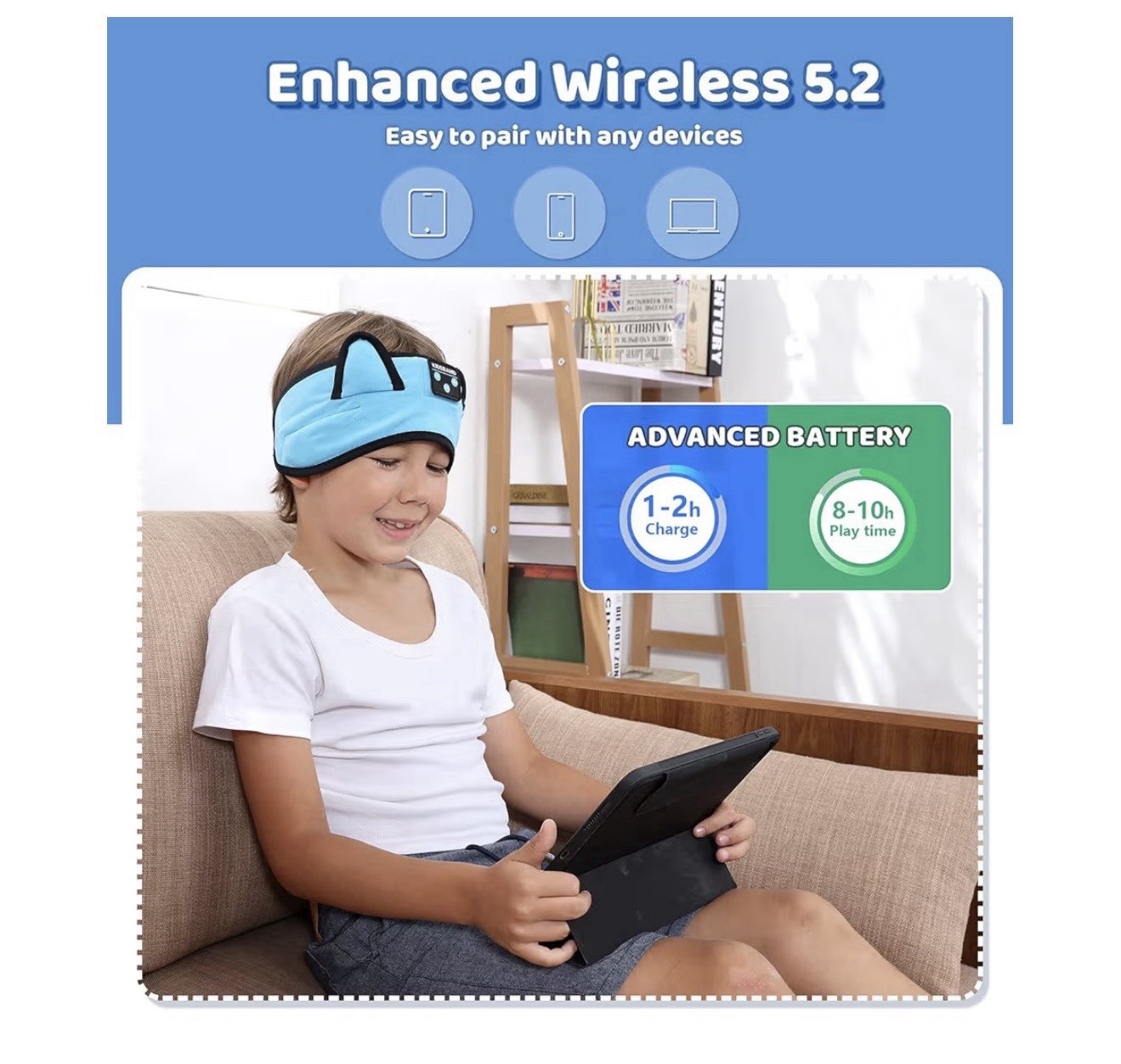 Kids Headphones, Bluetooth Headphones for Kids with Adjustable Headband, 3.5 MM