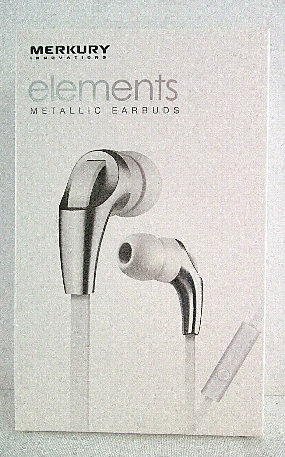 *** Merkury Innovations elements METALLIC EARBUDS Silver-White