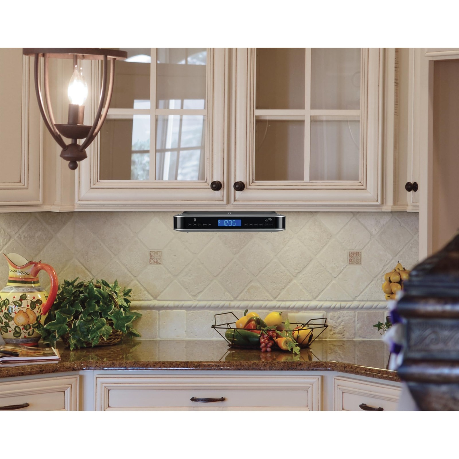 iLive Under Cabinet Music System with Built in Stereo Speakers and FM black