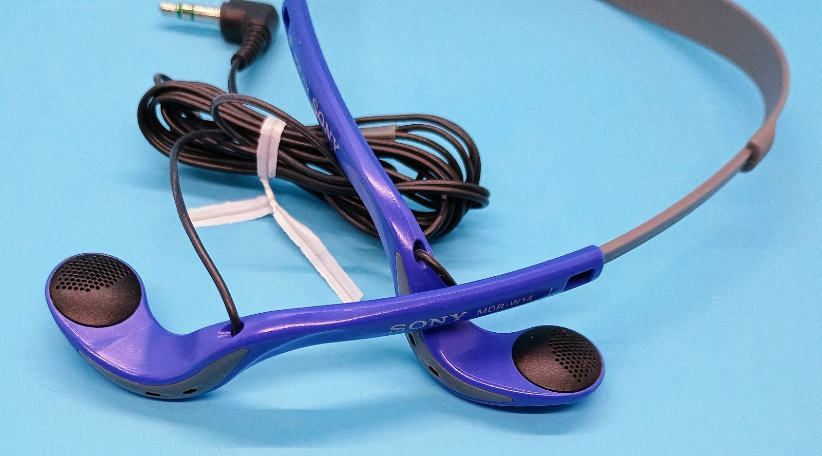 Vintage Sony MDR-W14 Blue Purple Indigo Headphones for Walkman Tested Working