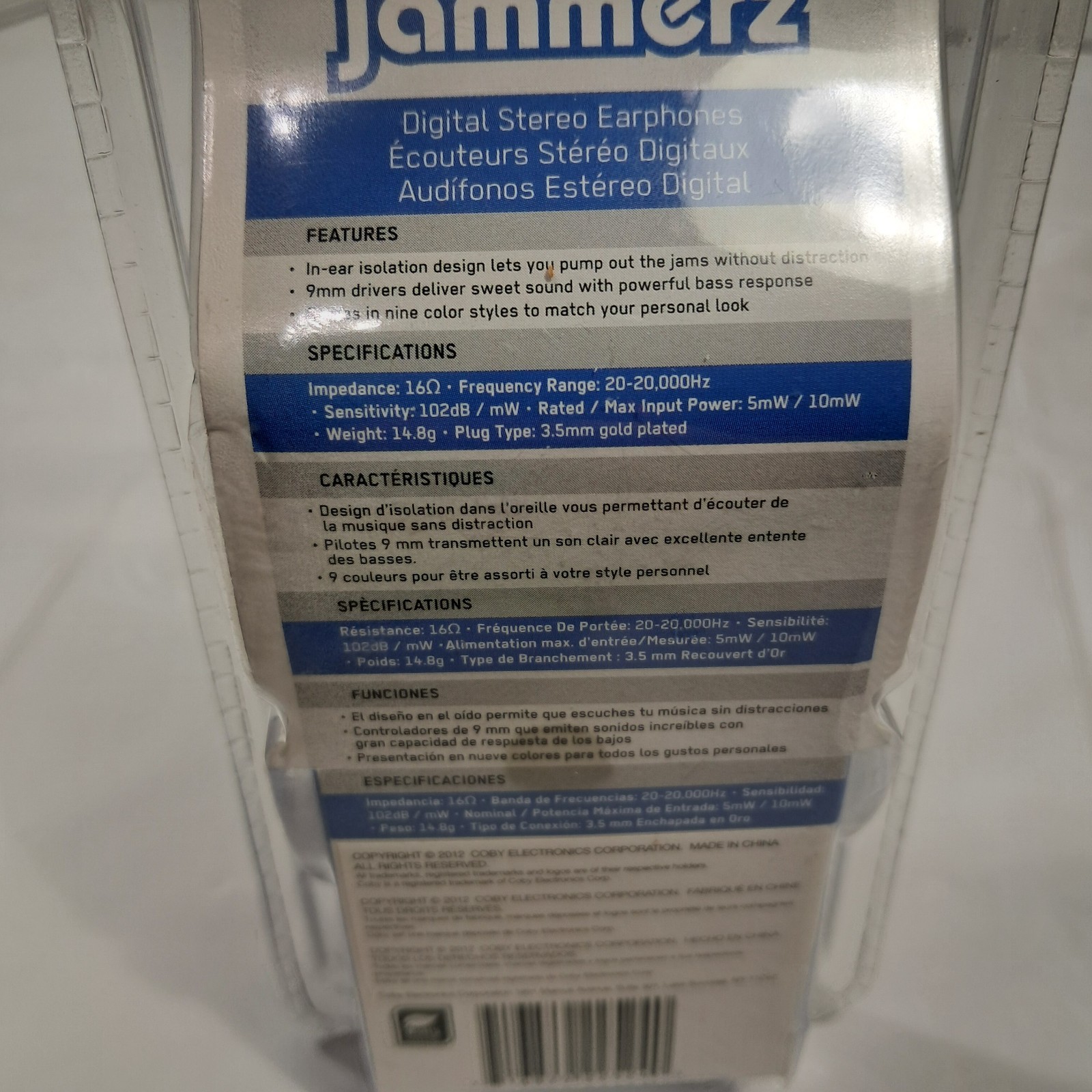 NEW Coby Jammerz blue digital stereo earphones ear buds earbuds CVE52 jammers