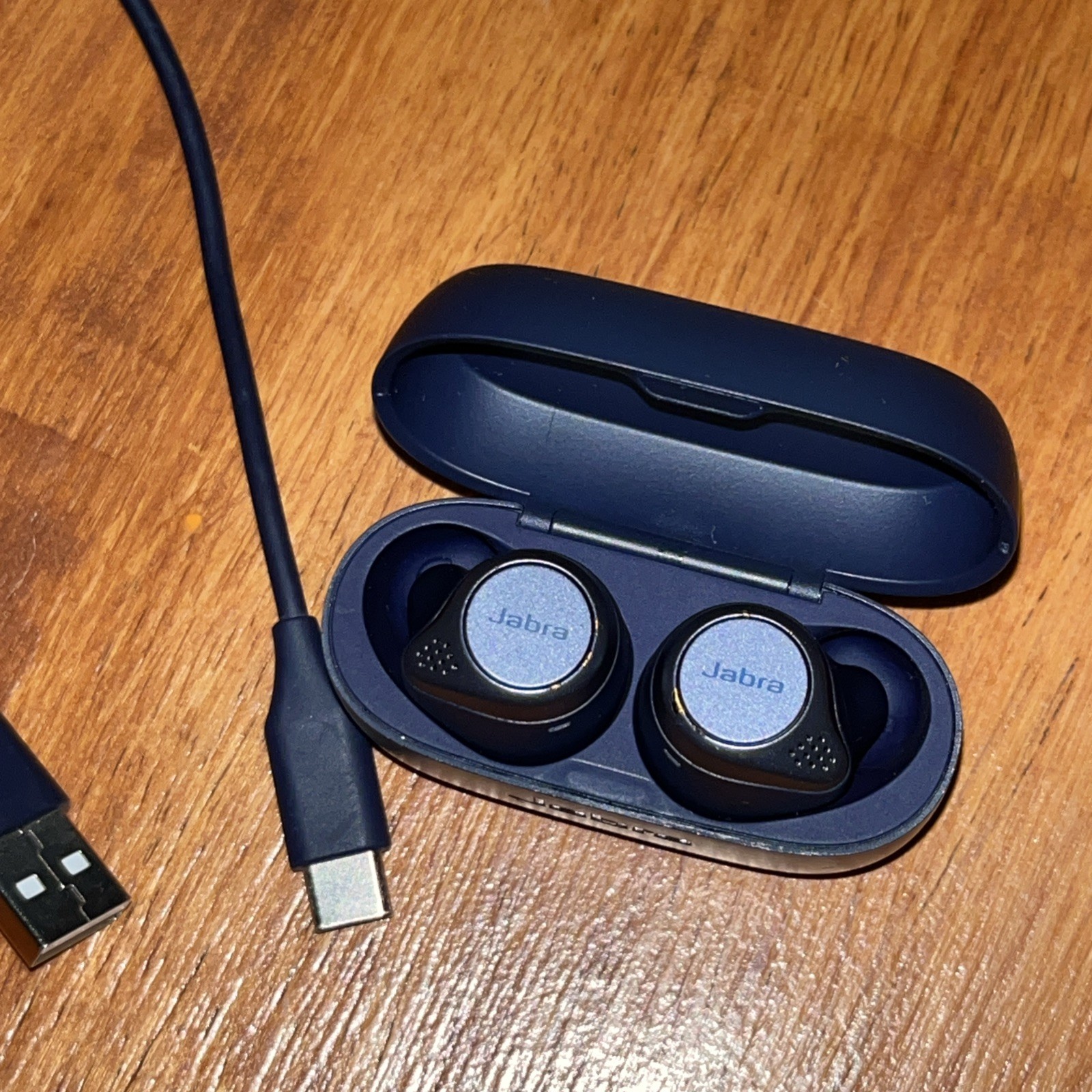 Jabra Elite Active75T Noise Cancelling Wireless Earbuds-Titanium Navy blue