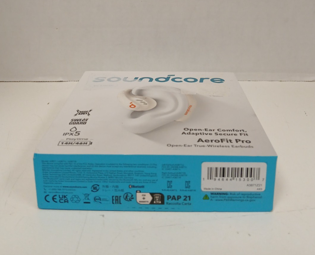 Soundcore AeroFit Pro Open-Ear True Wireless Earbuds, White *FOR PARTS*