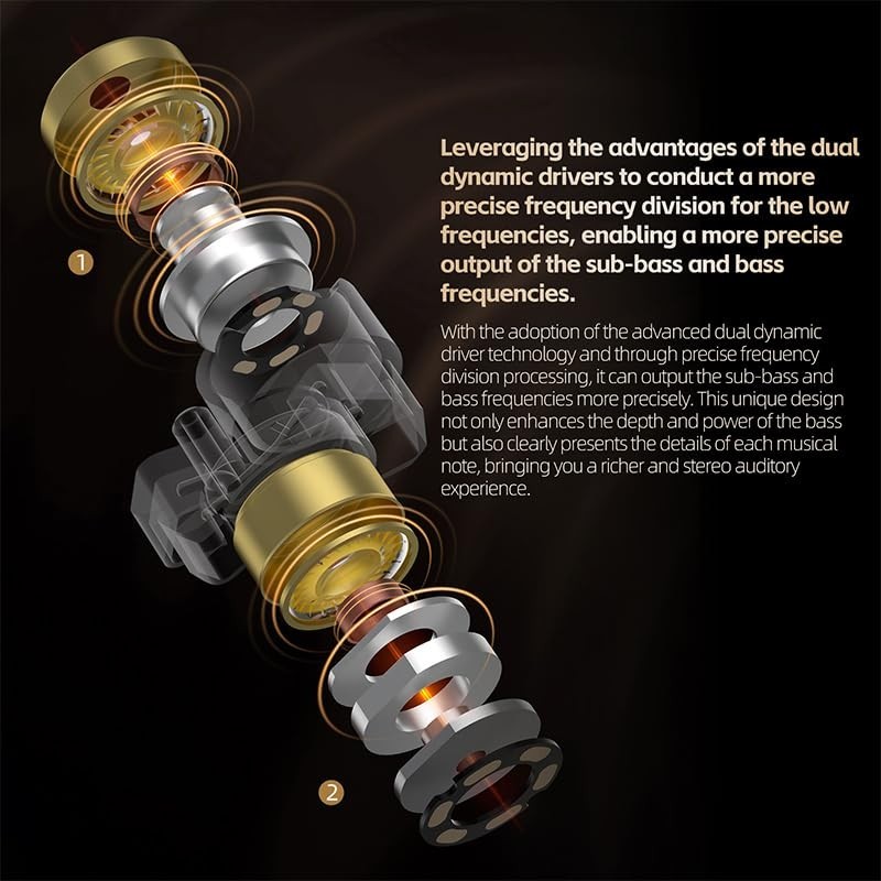 Hybrid Wired Gaming Earbuds, 2DD+4BA IEMs, Crystal Clear Sound, Audiophile Quali