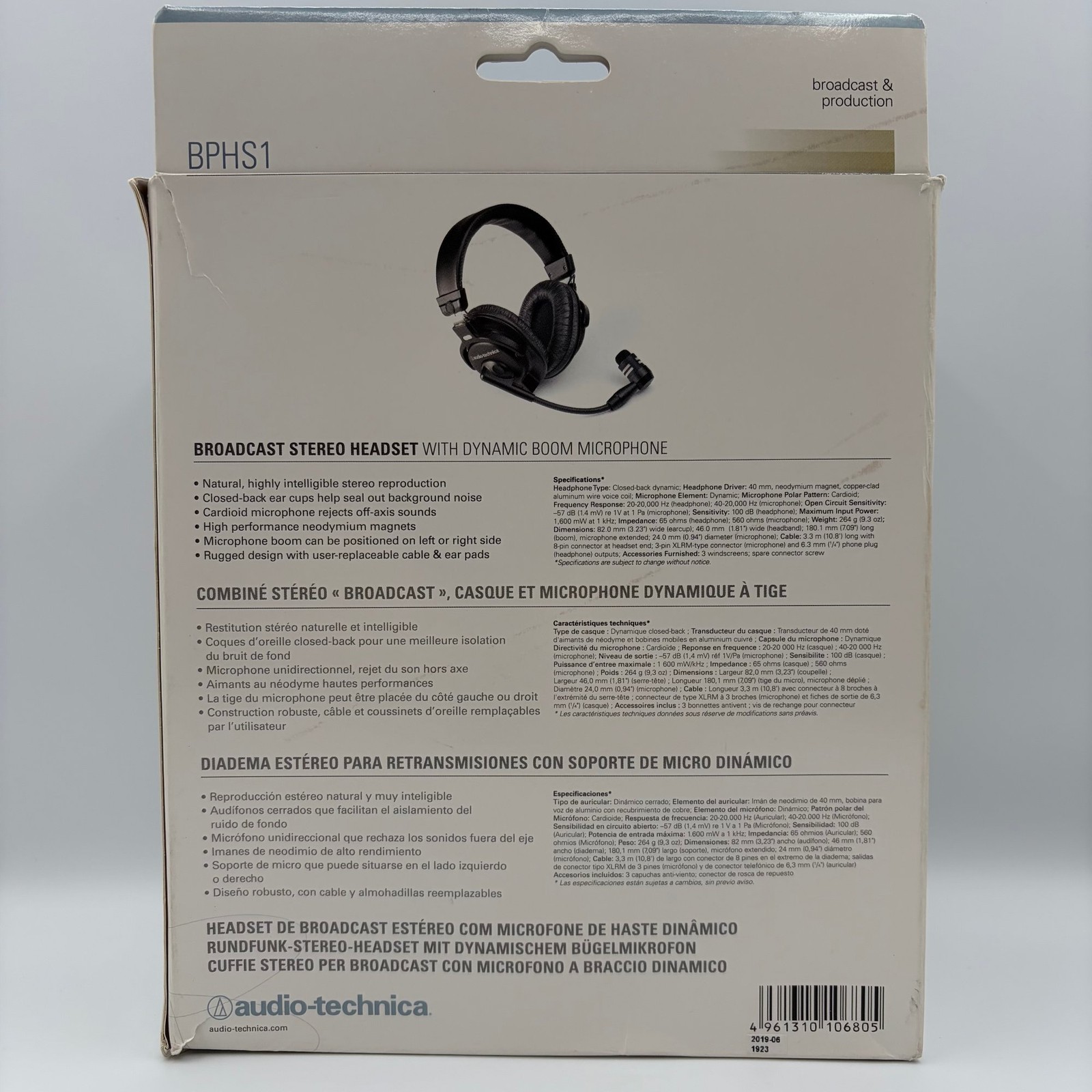 Audio-Technica BPHS1 Broadcast Stereo Headset Dynamic Microphone