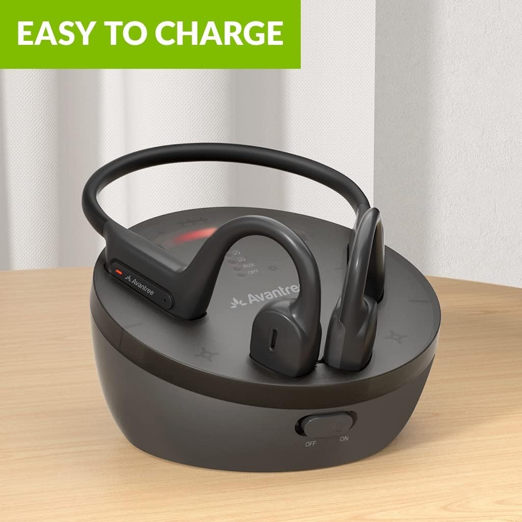Avantree Medley Air – Wireless Earbuds for TV Listening with Clear Black