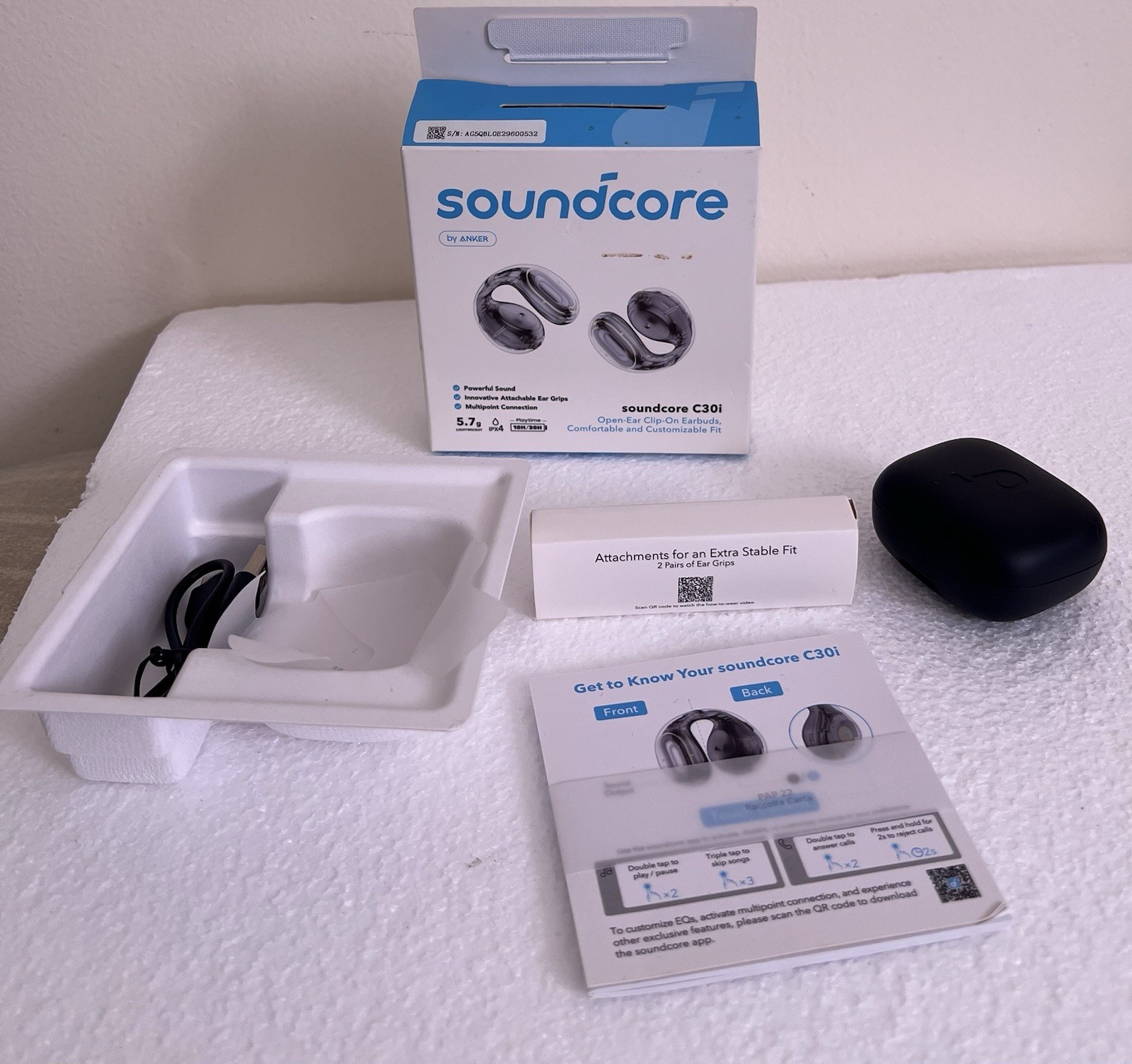 Soundcore C30i Open-Ear Earbuds Clip-On Headphone Mint Condition