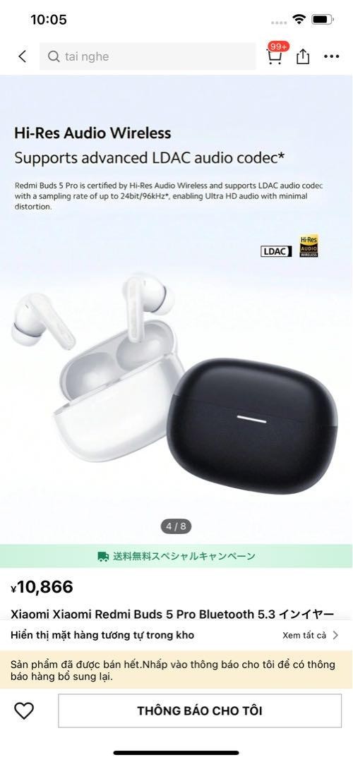 Xiaomi Wireless Earphones Redmi Buds 5 Pro Active Noise Cancell Aurora Purple