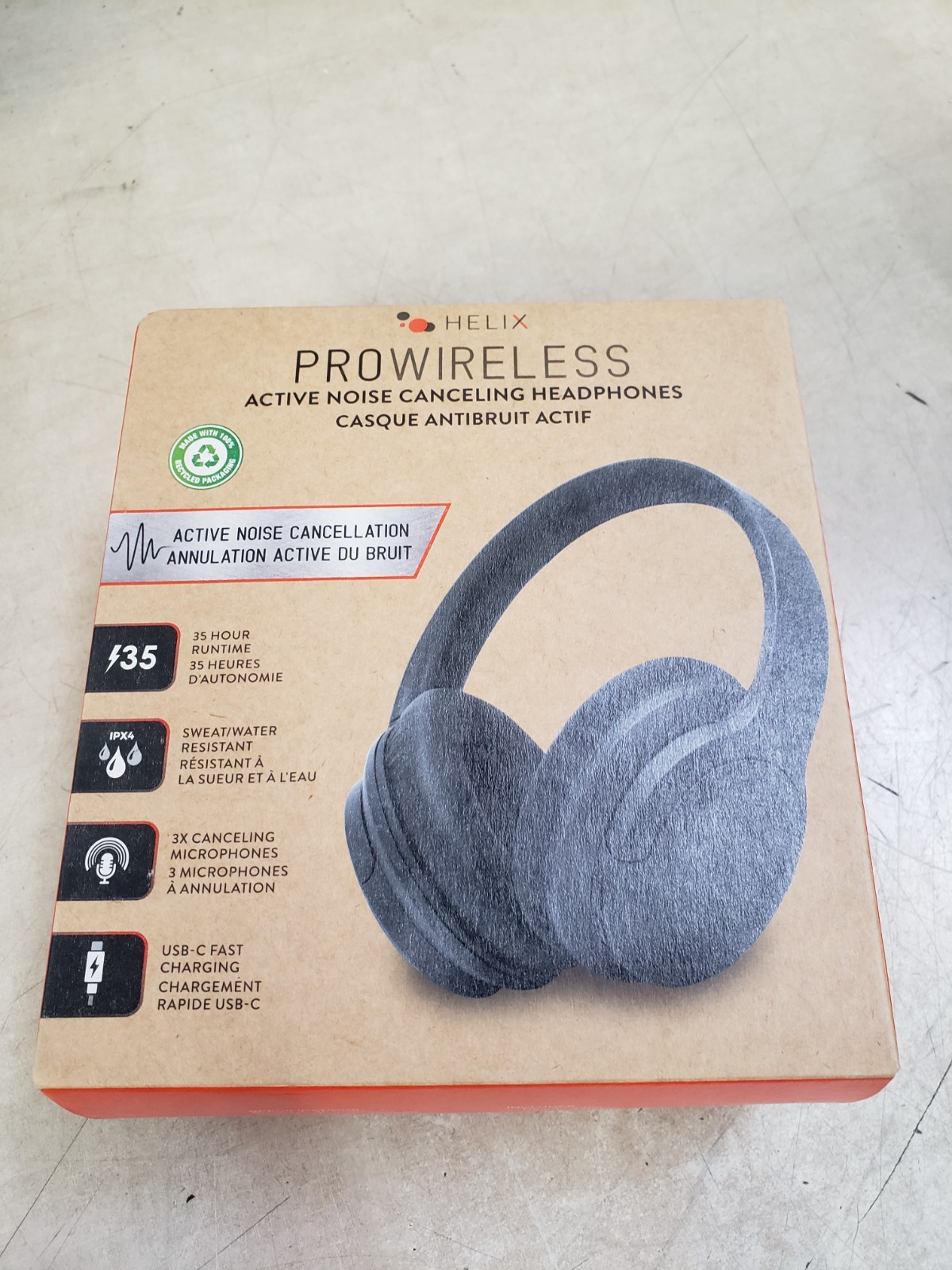 Helix Pro Wireless Active Noise Canceling Foldable Headphones (USB-C Charging)