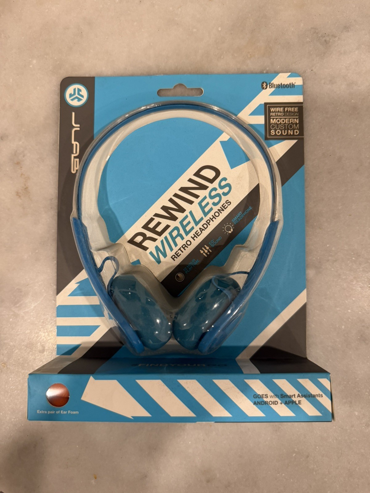 JLab Rewind Wireless Retro Headphones Blue, Bluetooth, Black, 80s 90s style