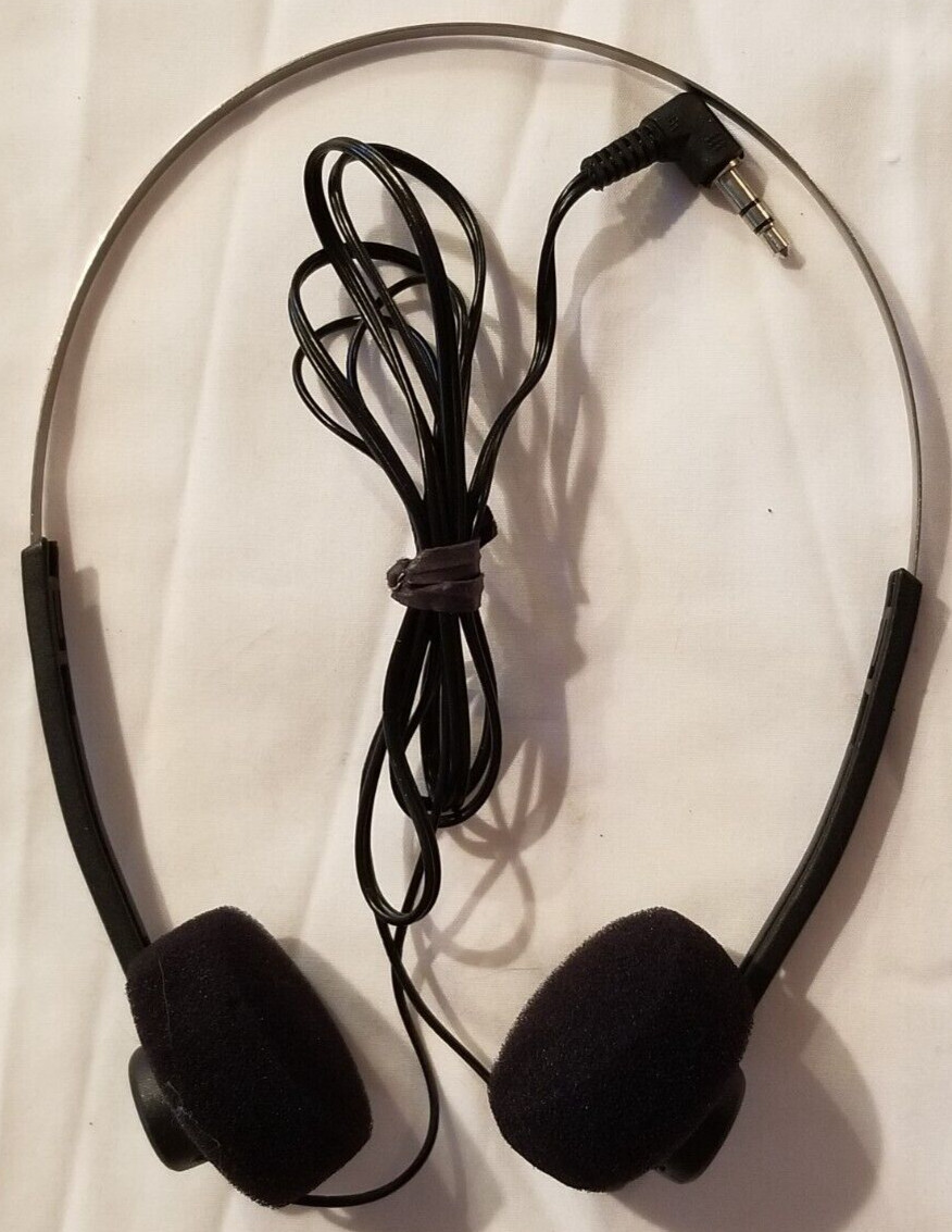 VINTAGE 🎧 1990s Unbranded Basic Corded Foam Headphones Metal Frame/Black TESTED