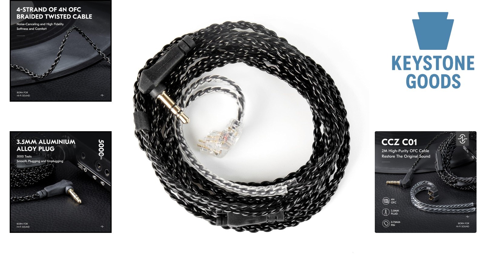 2M Upgrade Braided IEM Cable for KZ ZSN PRO / ZS10 PRO / ZSN PRO X & More