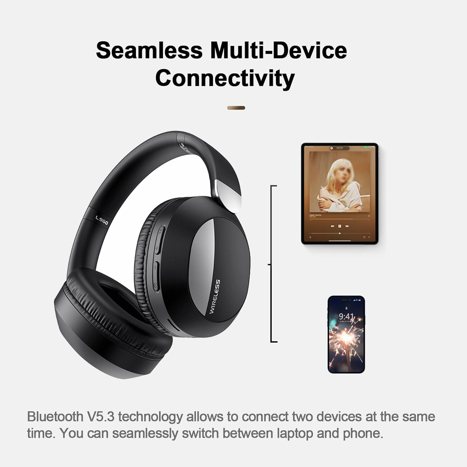 Wireless Bluetooth Headphones Over Ear Stereo Headsets For iPhone Samsung Google