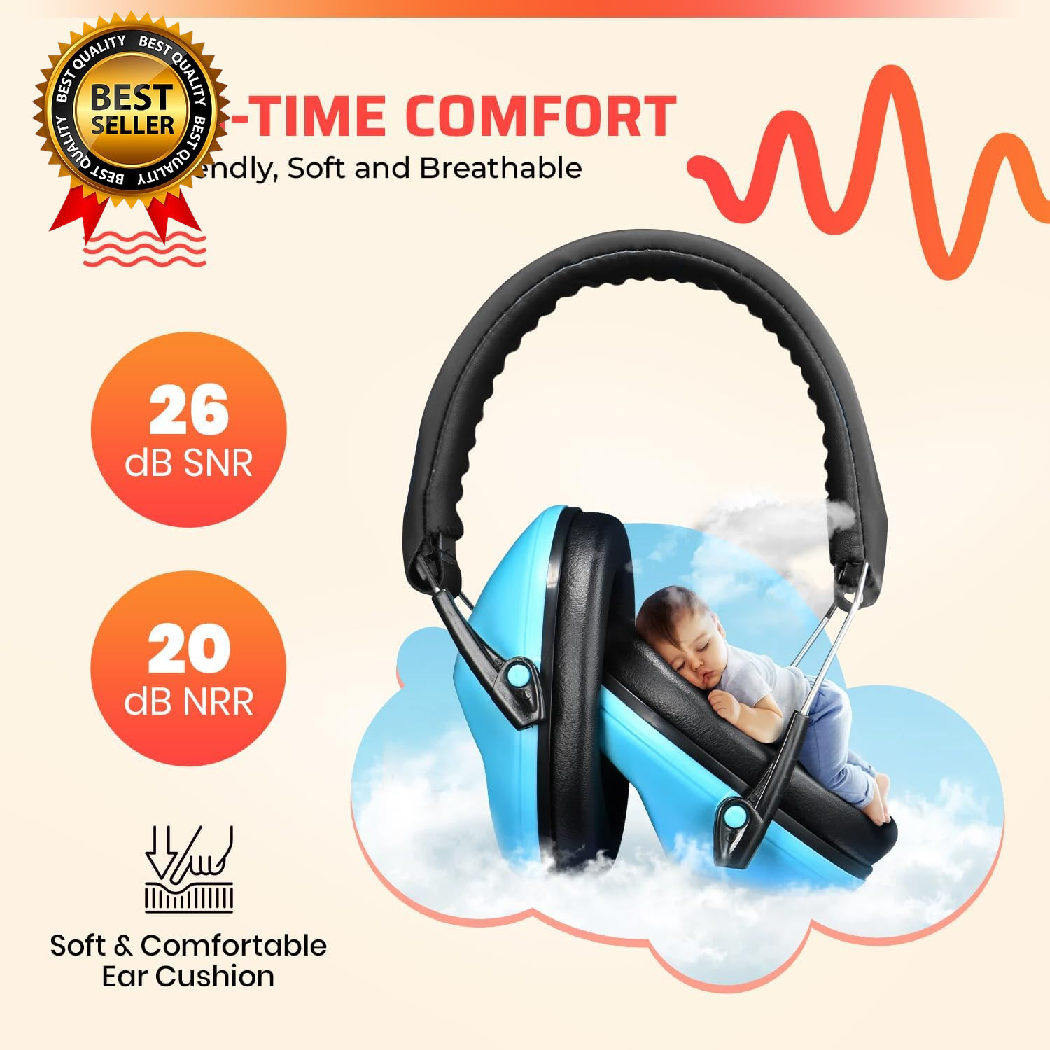 Noise Canceling Headphones for Kids, SNR 26Db Ear Protection for Autism, Sound P