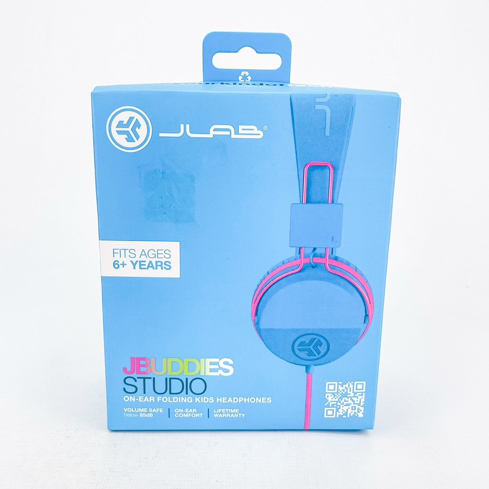 J Lab JBuddies Studio Wired Over Ear Headphones Mic Blue Pink Volume Safe