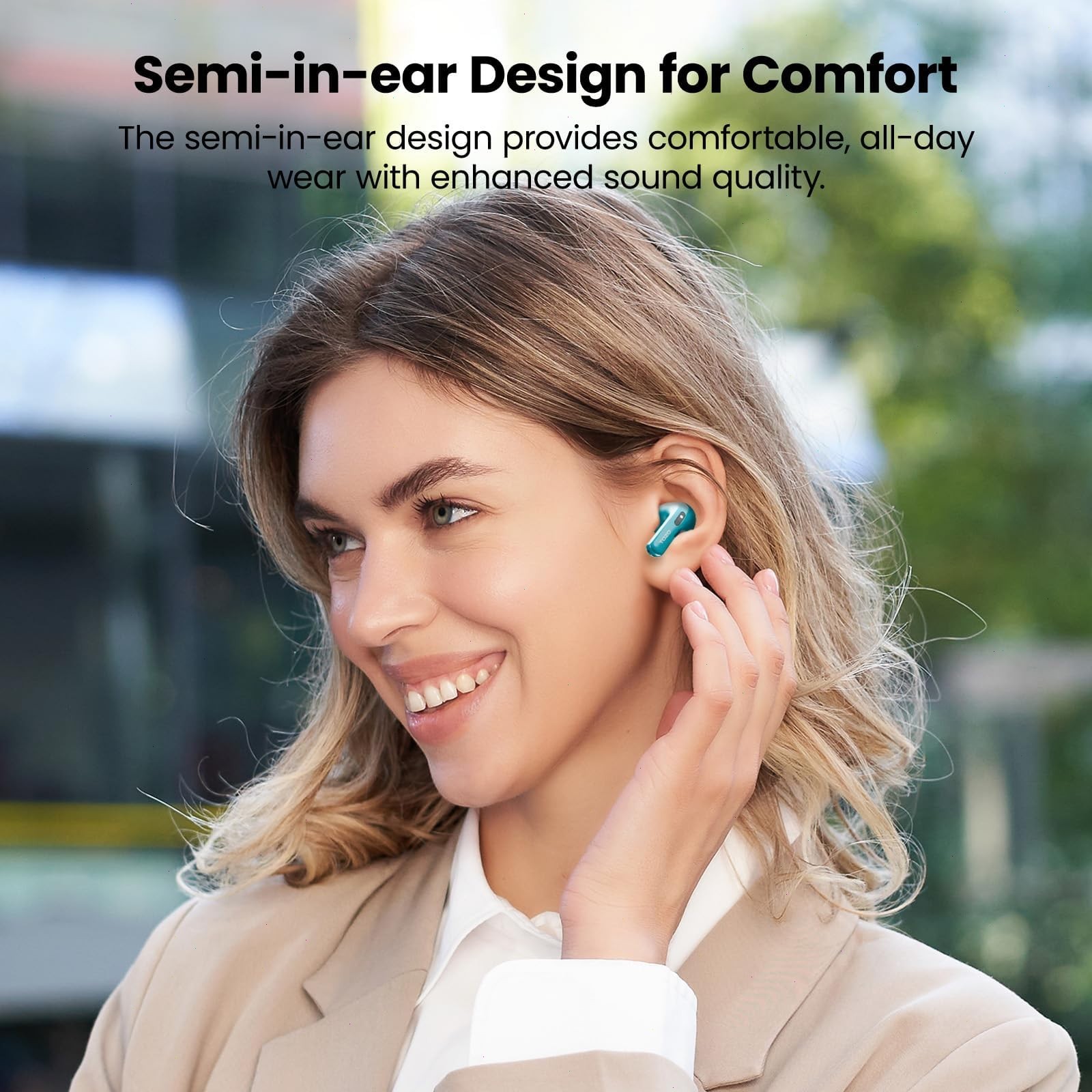 TOZO T21 Bluetooth 5.3 Wireless Earbuds Call Noise Cancelling Earphones, Green