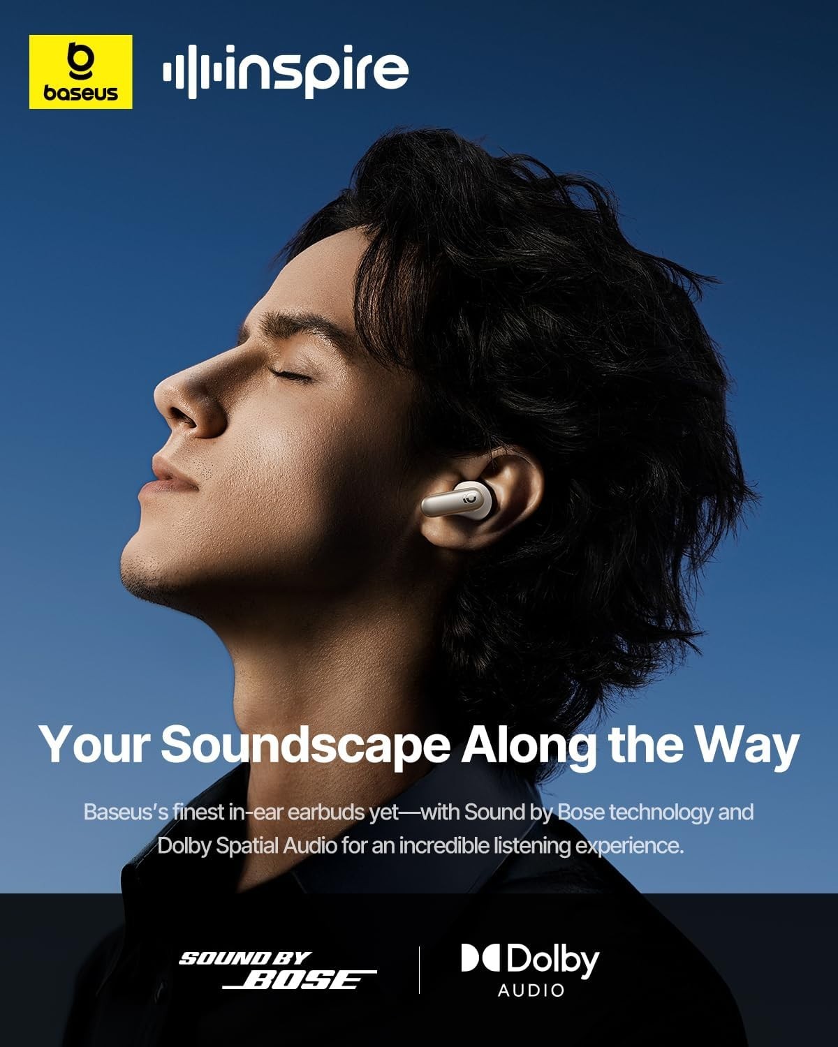Baseus & Bose Inspire XP1, ANC Active Noise-Cancelling Earbuds, 360 Dolby, 45H