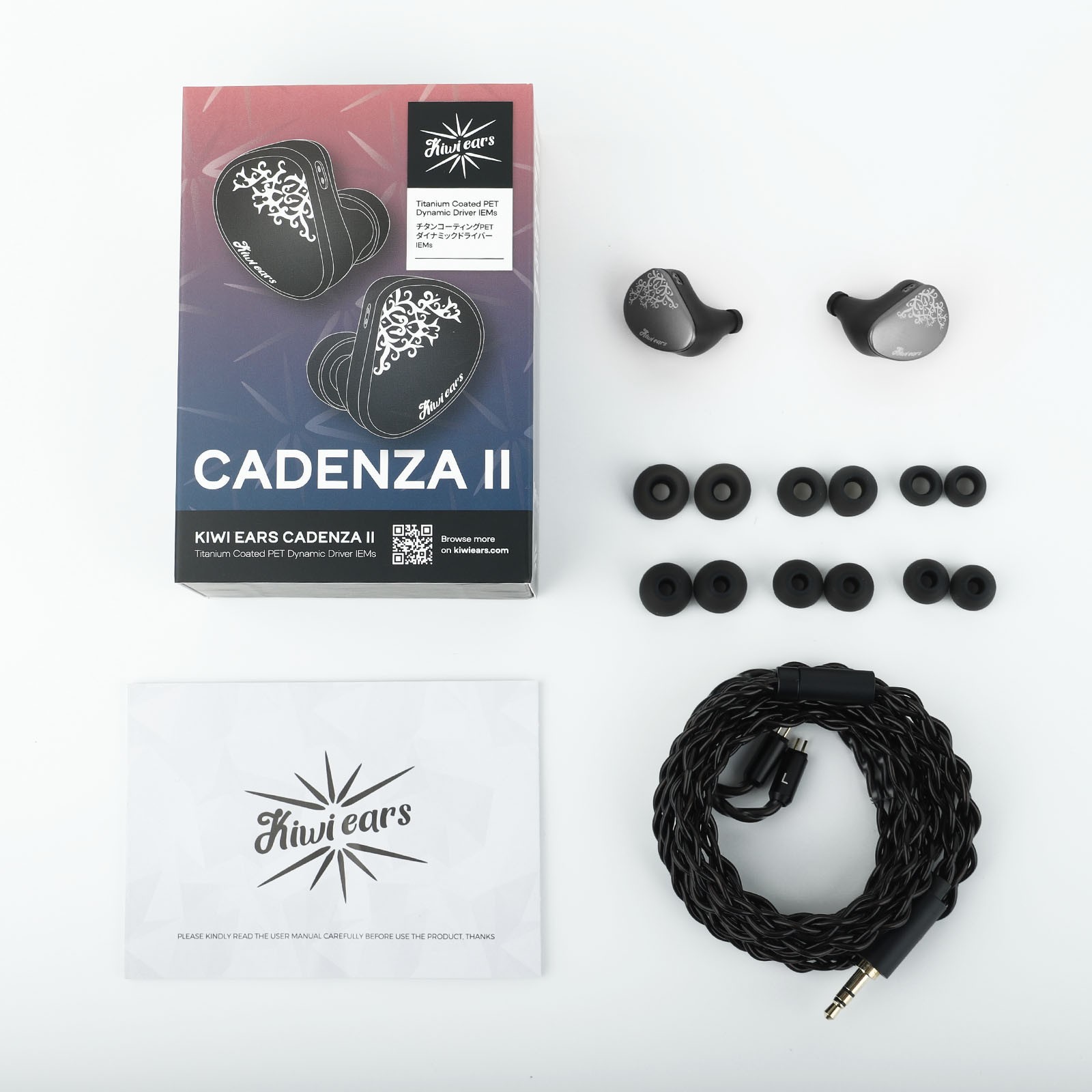 Kiwi Ears Cadenza II IEM 10mm Titanium DD with KARS 2.0 Premium Hifi Earphones