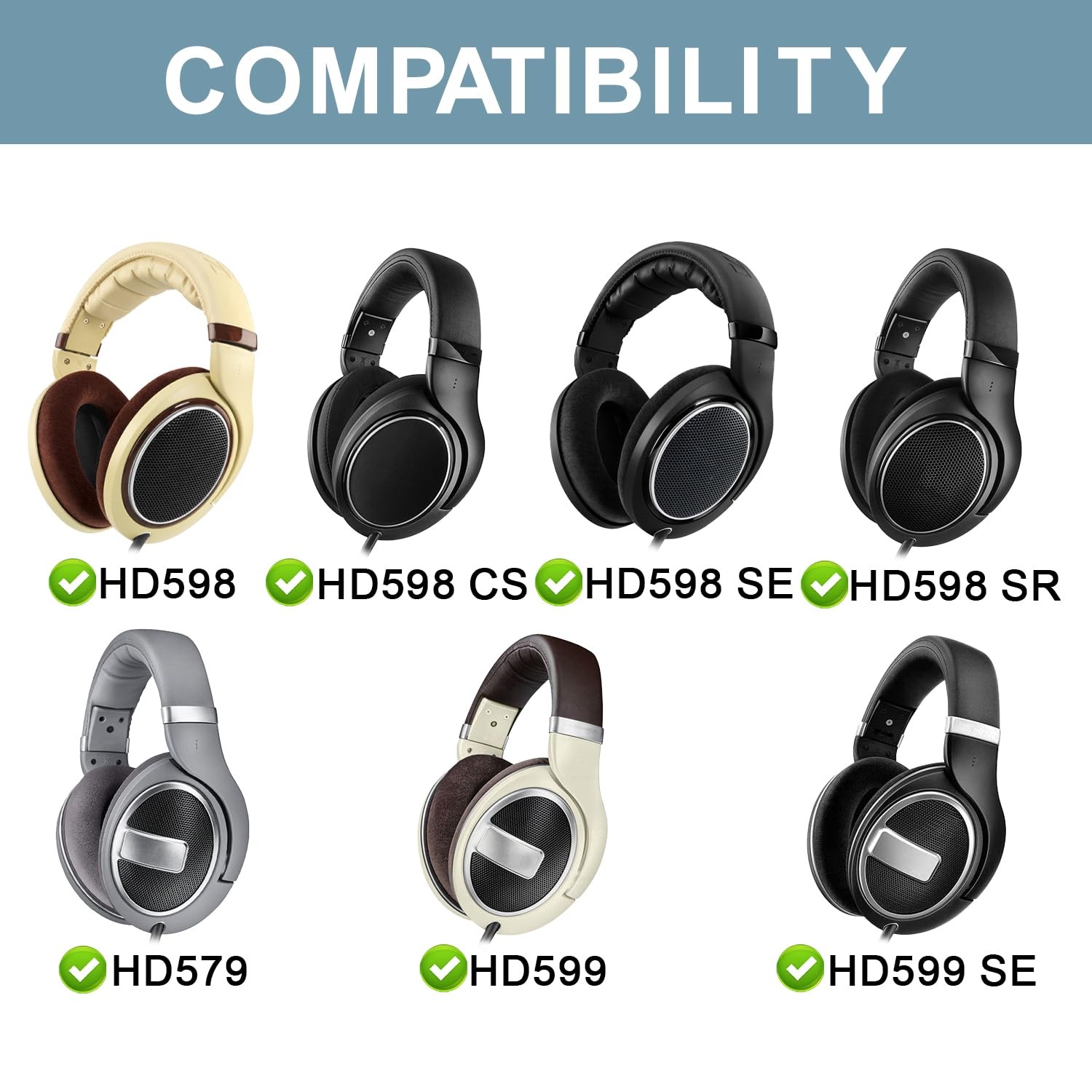 SOPROM Replacement Headband Cushion for Sennheiser HD598 HD599 HD579 Beige
