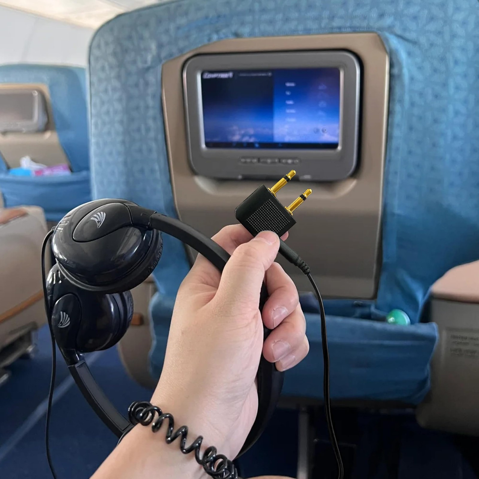 BlingKingdom 3 PCS Airplane Flight Headphone Adapter, Dual 3.5mm Male to 3.5mm F