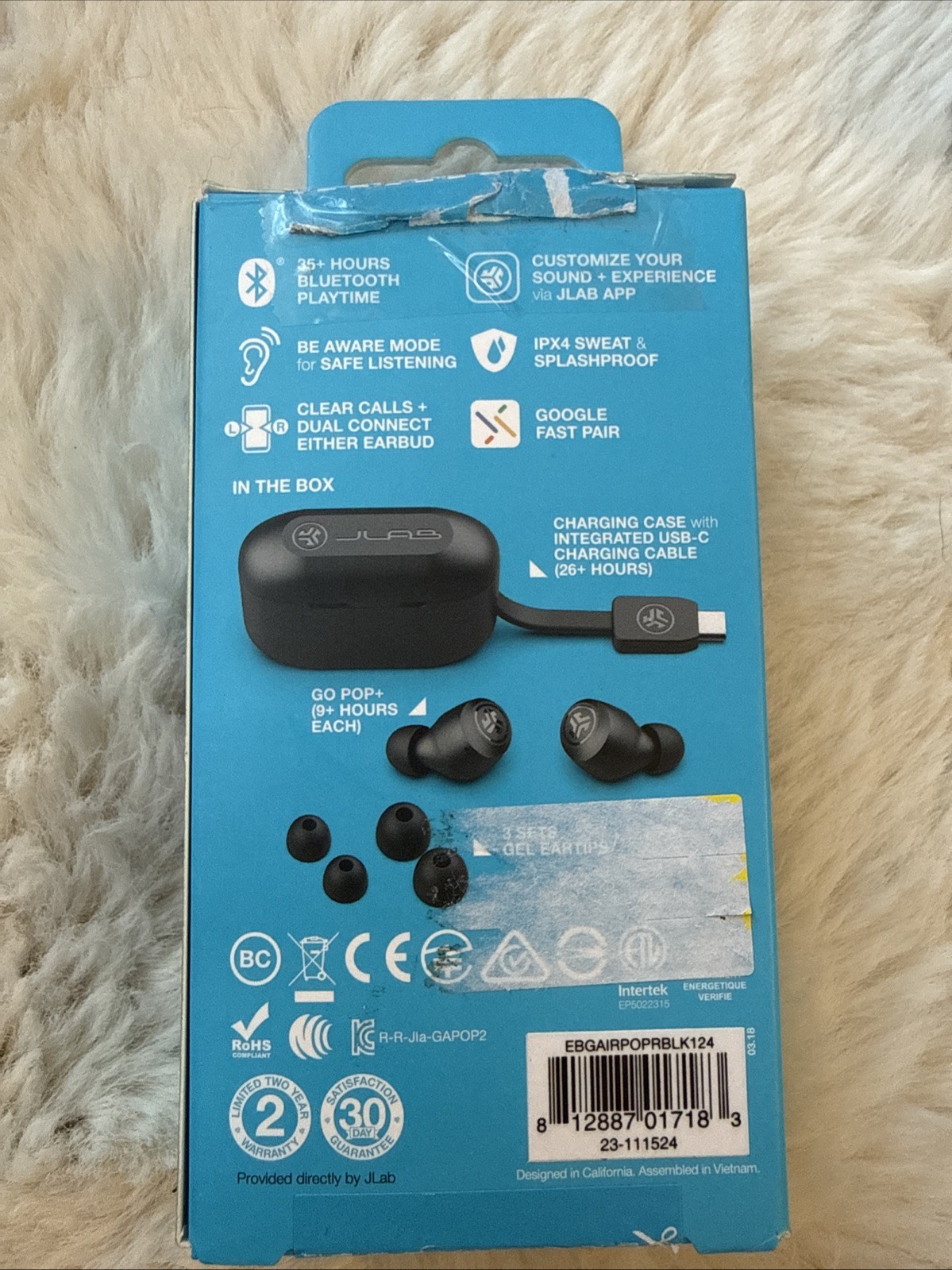 JLab – GO Air POP True Wireless In-Ear Headphones – Black