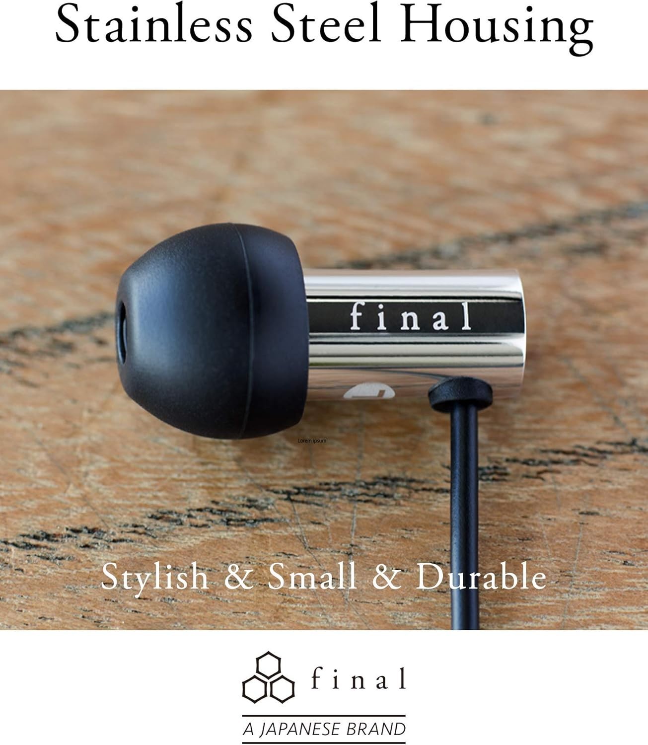 final E3000 In-Ear Canal Earphones Wired 3.5mm Dynamic Driver Silver Japan NEW