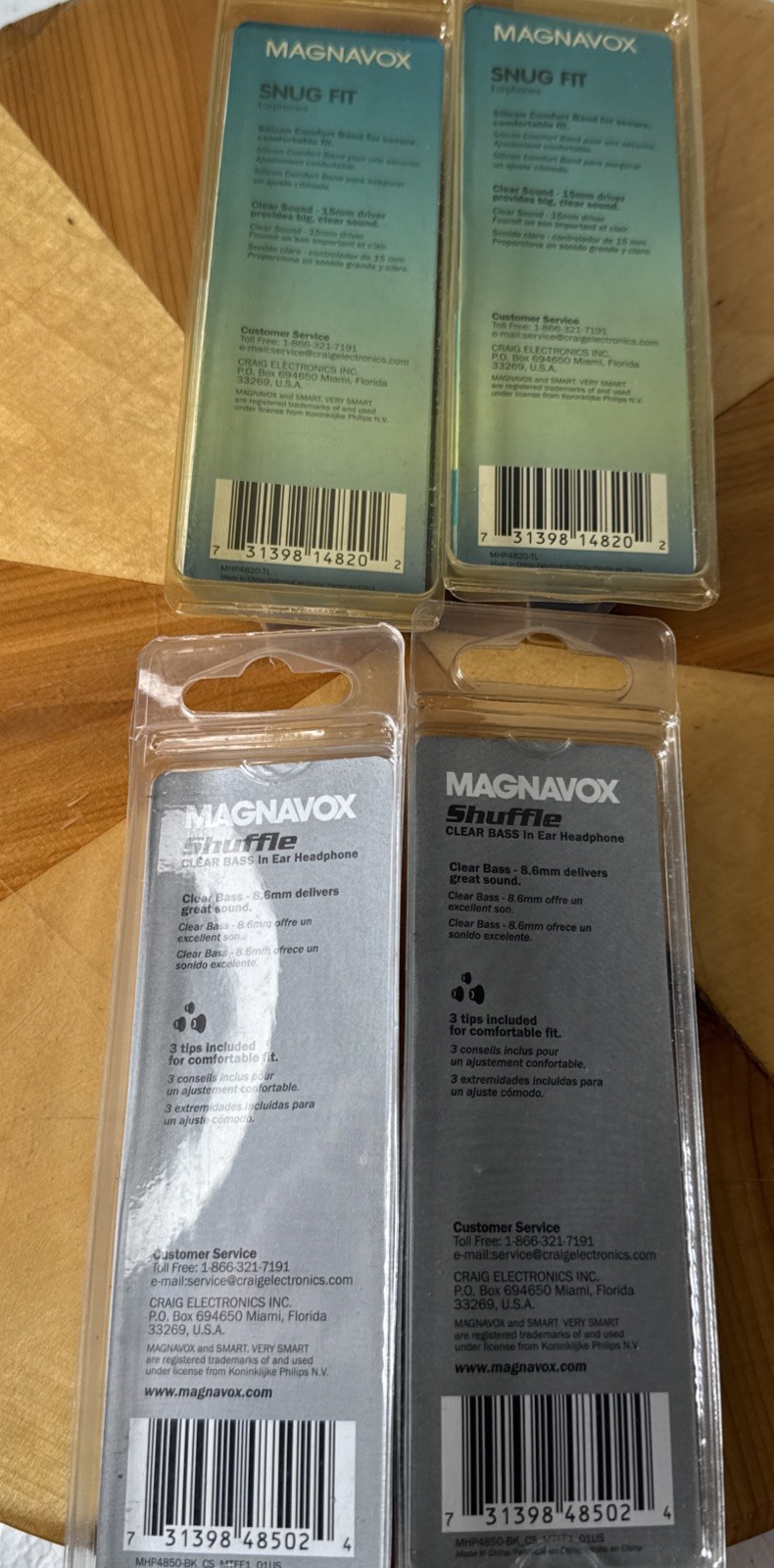 Lot 4 Magnavox Shuffle In Ear & snug fit Headphone Clear Bass Black & Aqua Bnk2