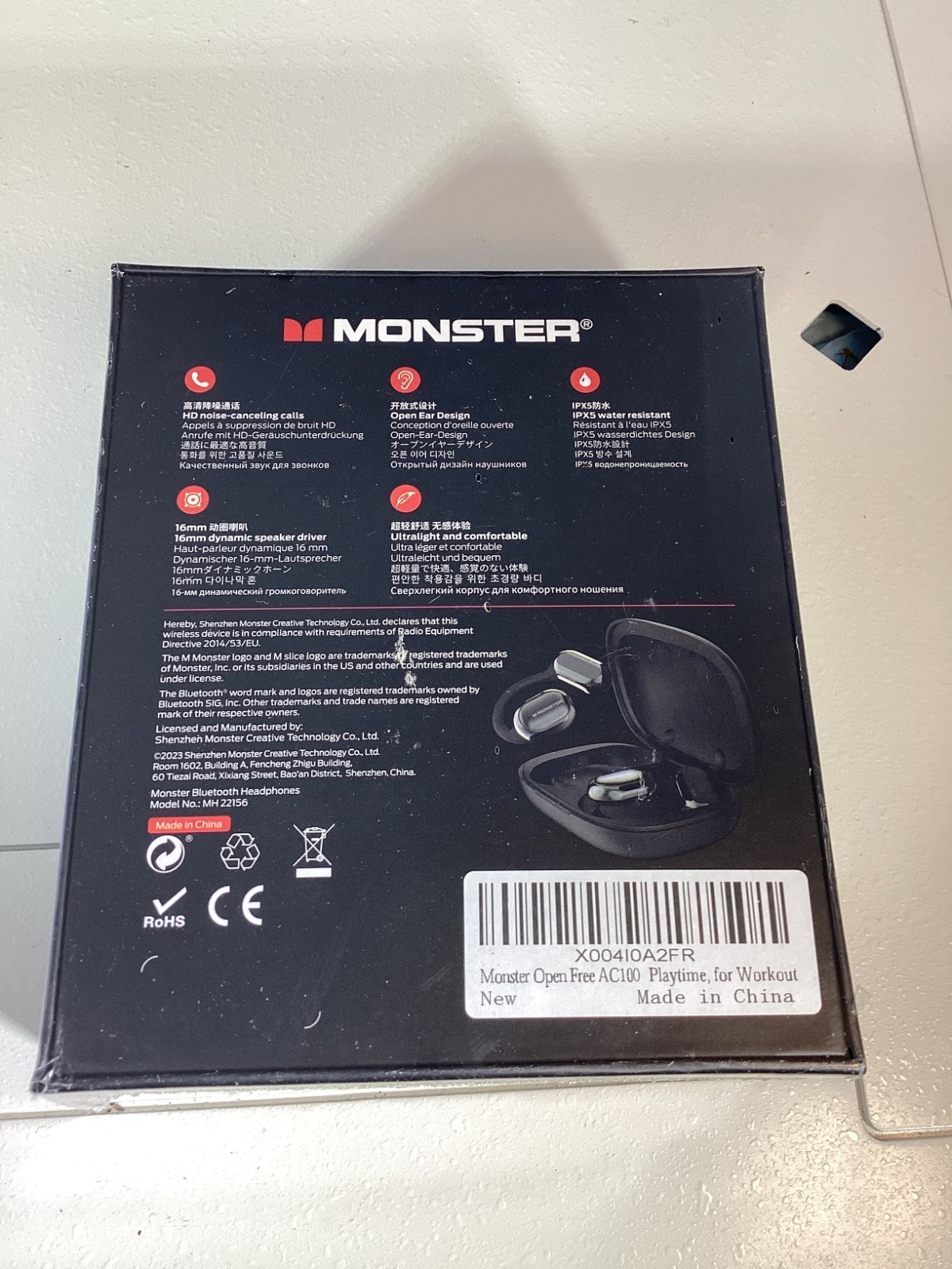Monster Open Free AC100 (MH22156) Wireless Headphones, Black
