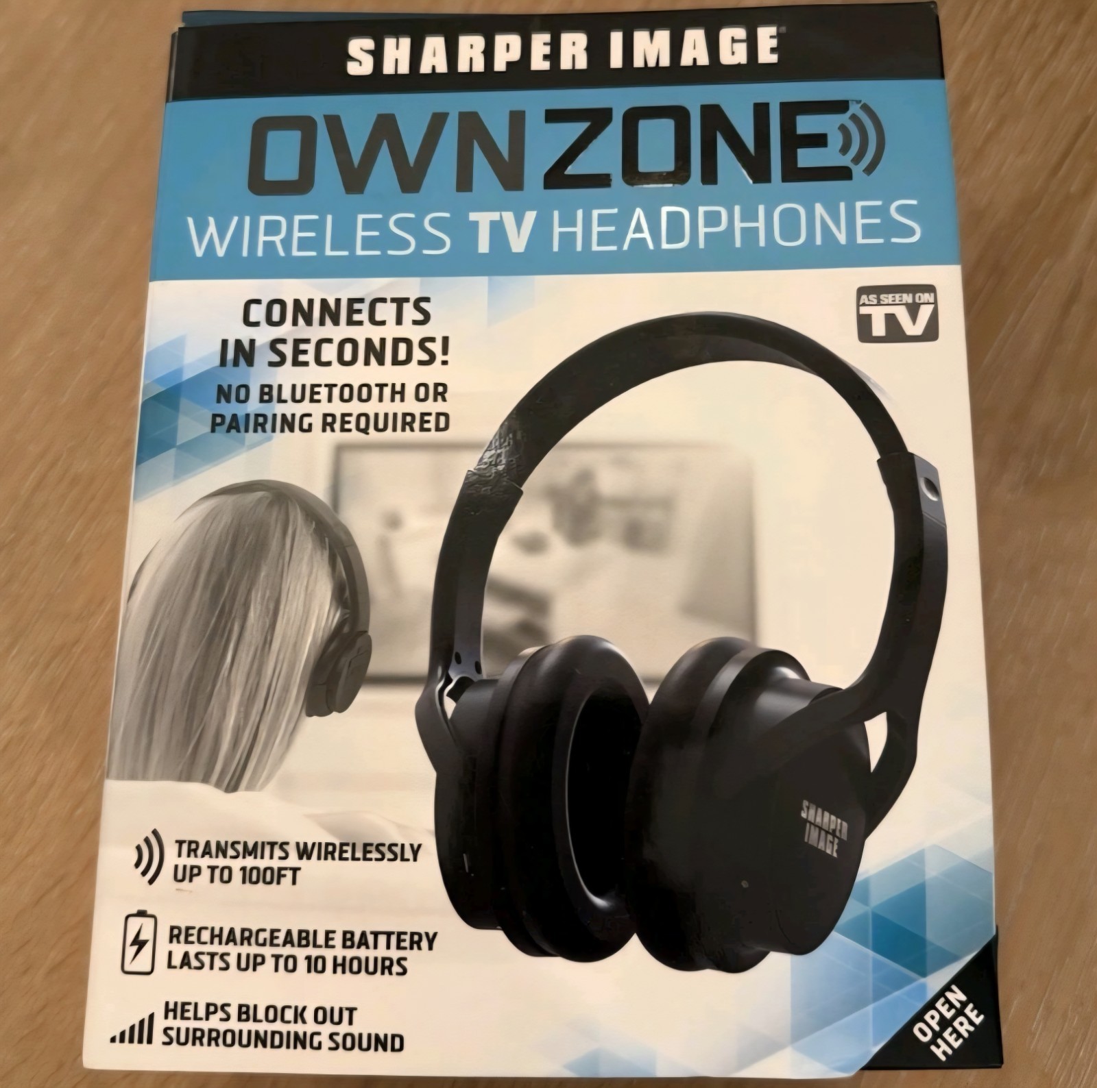 Sharper Image 30603 OWN ZONE Black Wireless TV Headphones