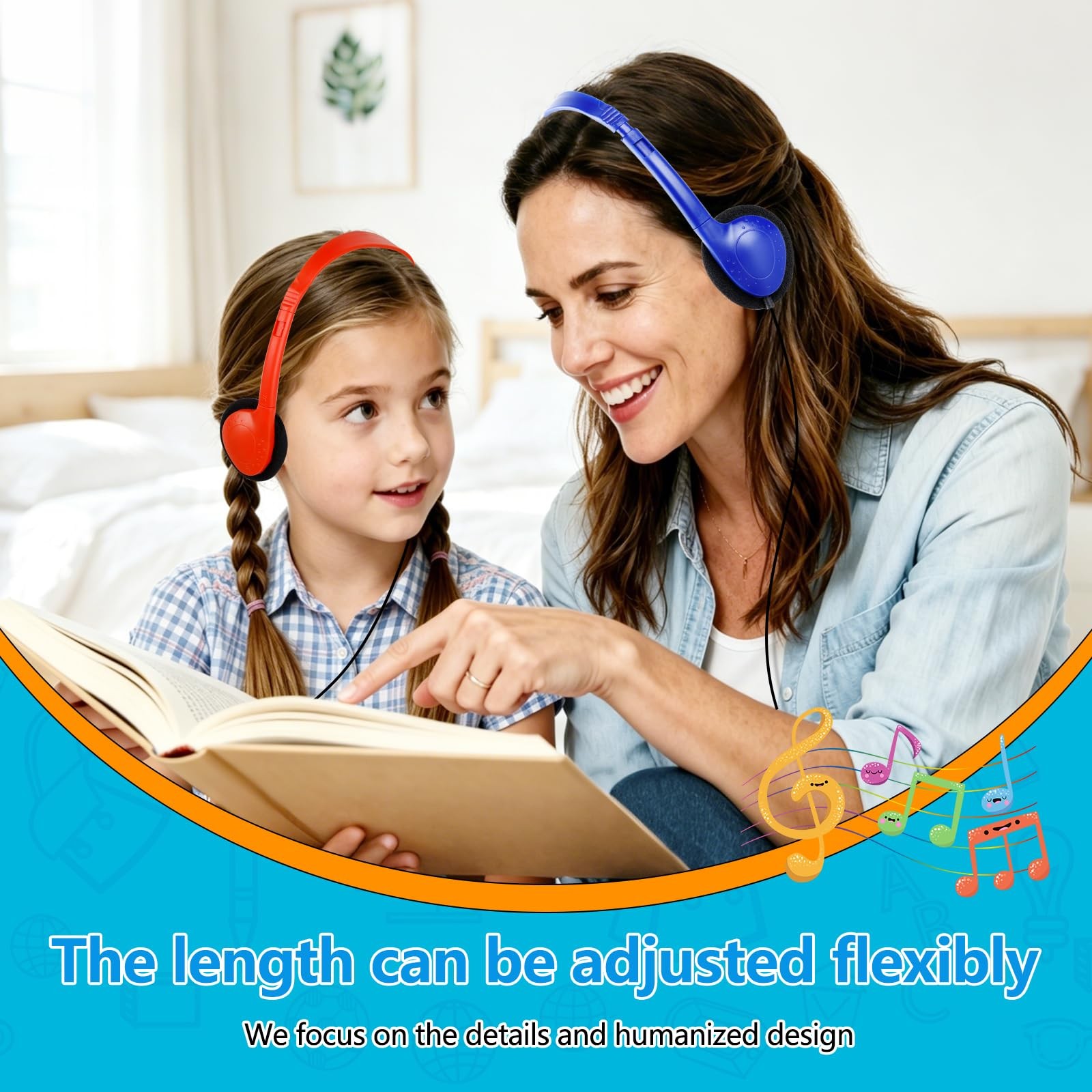 25 PCS Bulk Headphones Classroom 3.5mm Jack Multi Color Wired On Ear Kids