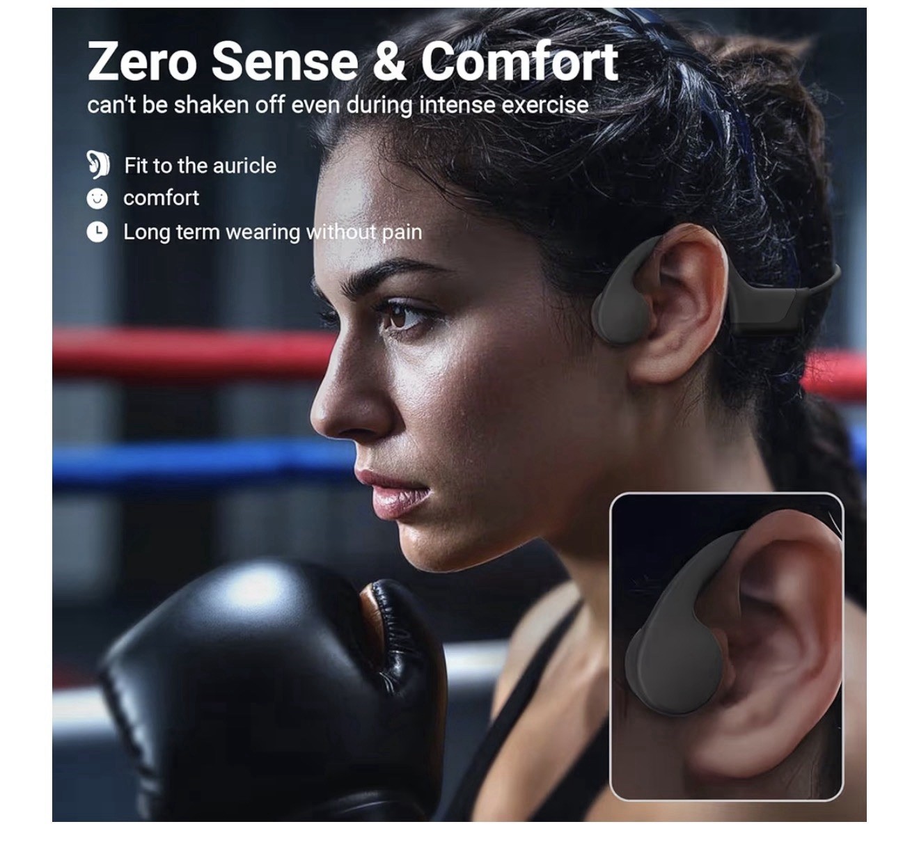 Bluetooth Bone Conduction Headphones HS1-1 Black Lightweight Adjustable Headband