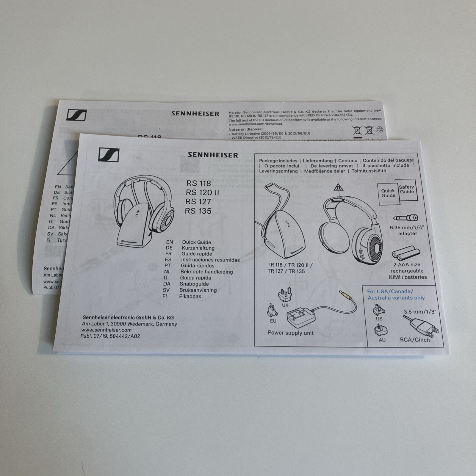 Sennheiser HDR 135 Wireless Headphones, TR135 Charging Dock Base & Manuals Works
