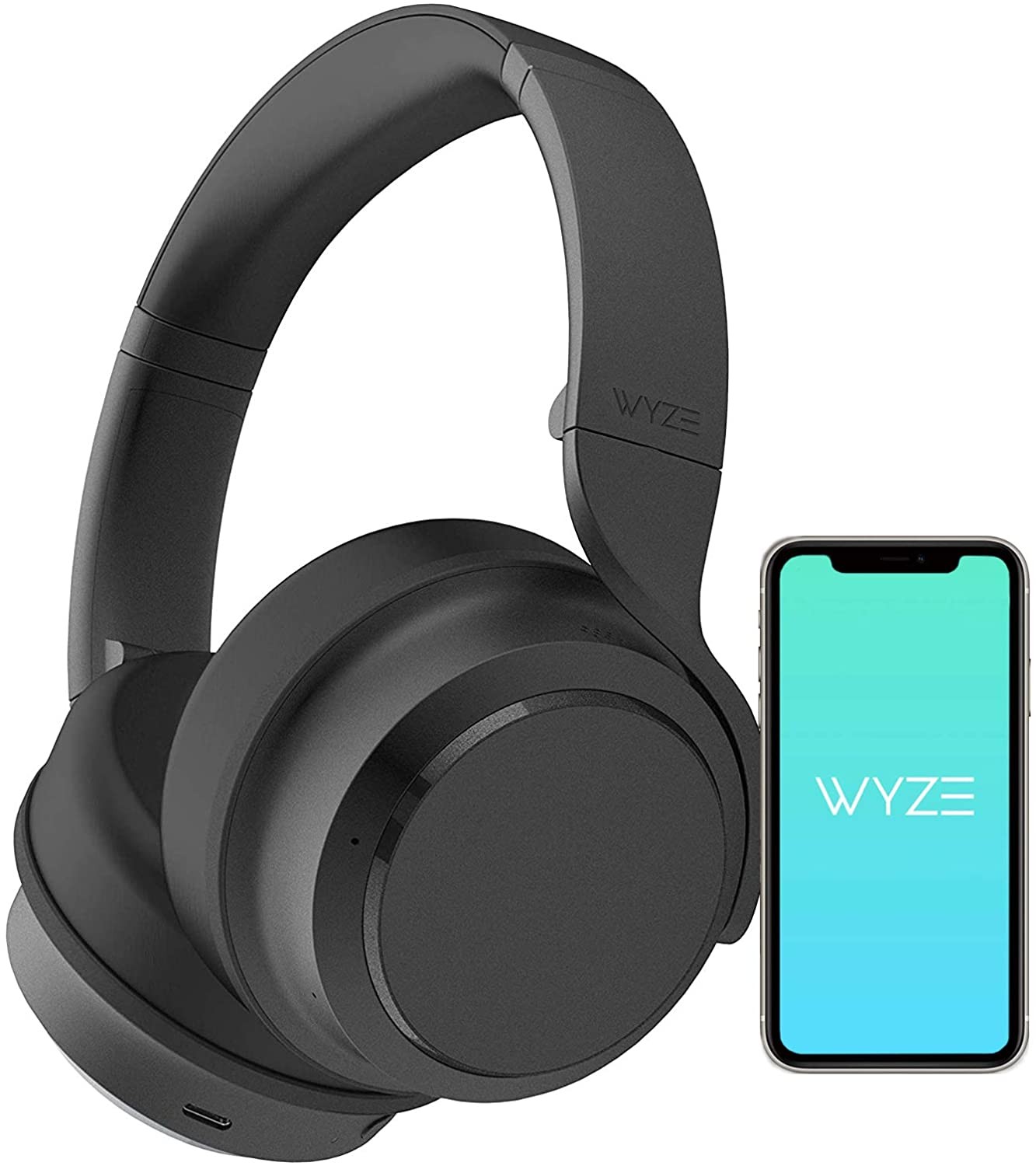 Wyze WNCH1 Noise-Cancelling Wireless Over the Ear Bluetooth Headphones, Black