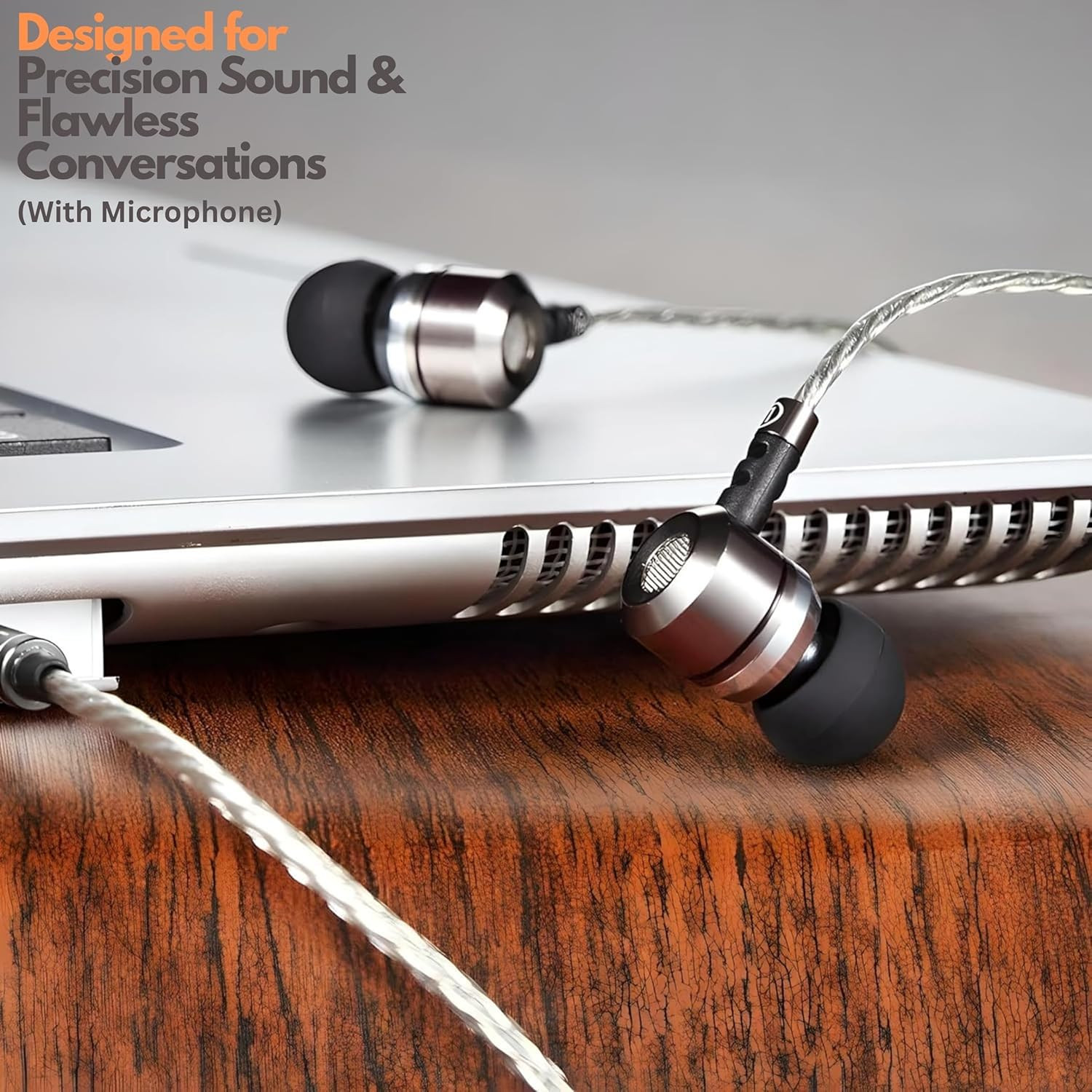 Auriculares con Cable y Microfono Bass Profundo Jack 3 5mm Anti Enredos SonidoHD