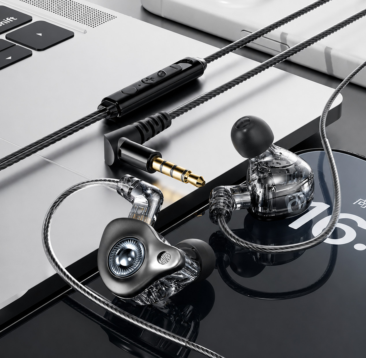 HiFi Detachable Wired IEM Earbuds w/Mic Stereo Noise Isolating USB-C 3.5mm AUX