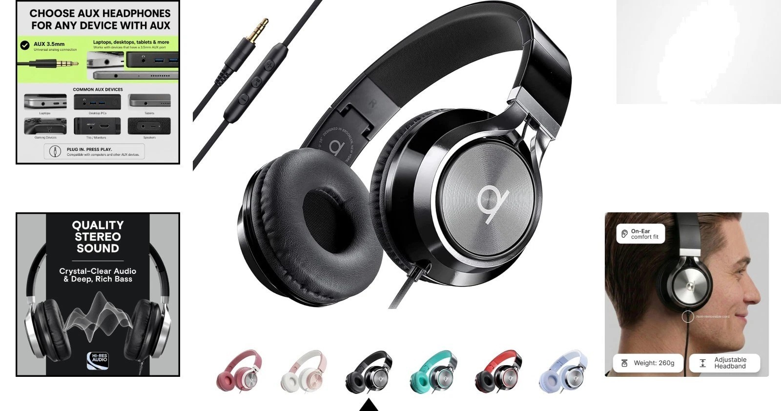 Crystal-Clear Sound on CL750 Foldable Wired Headphones with Inline Mic – 3.5mm
