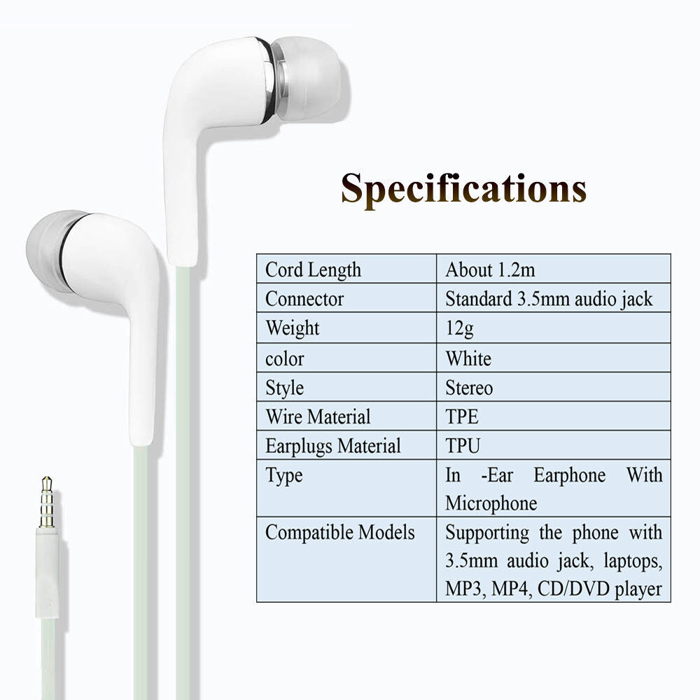 3.5mm In-Ear Earphone Headphone With Mic Stereo Headset For Cell Phone Laptops