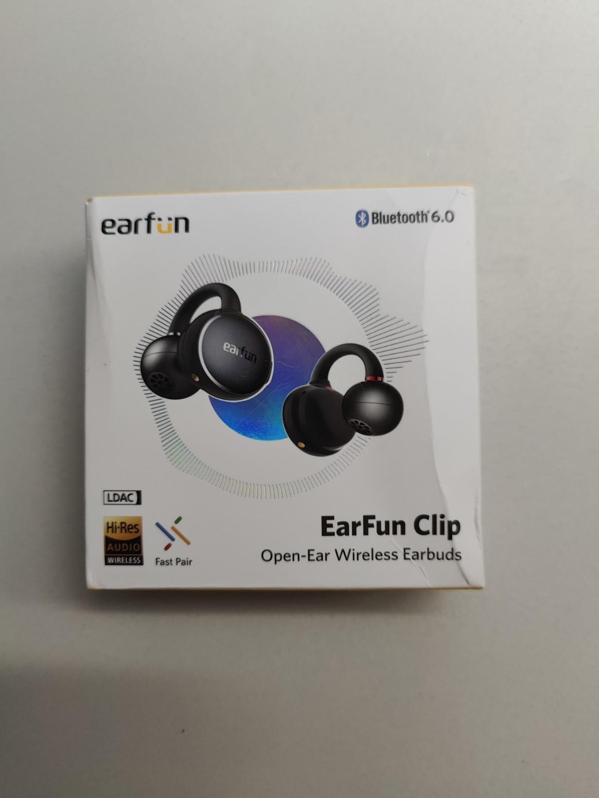EarFun Clip Open Ear Earbuds, Wireless Clip On Headphones, Silver Gray