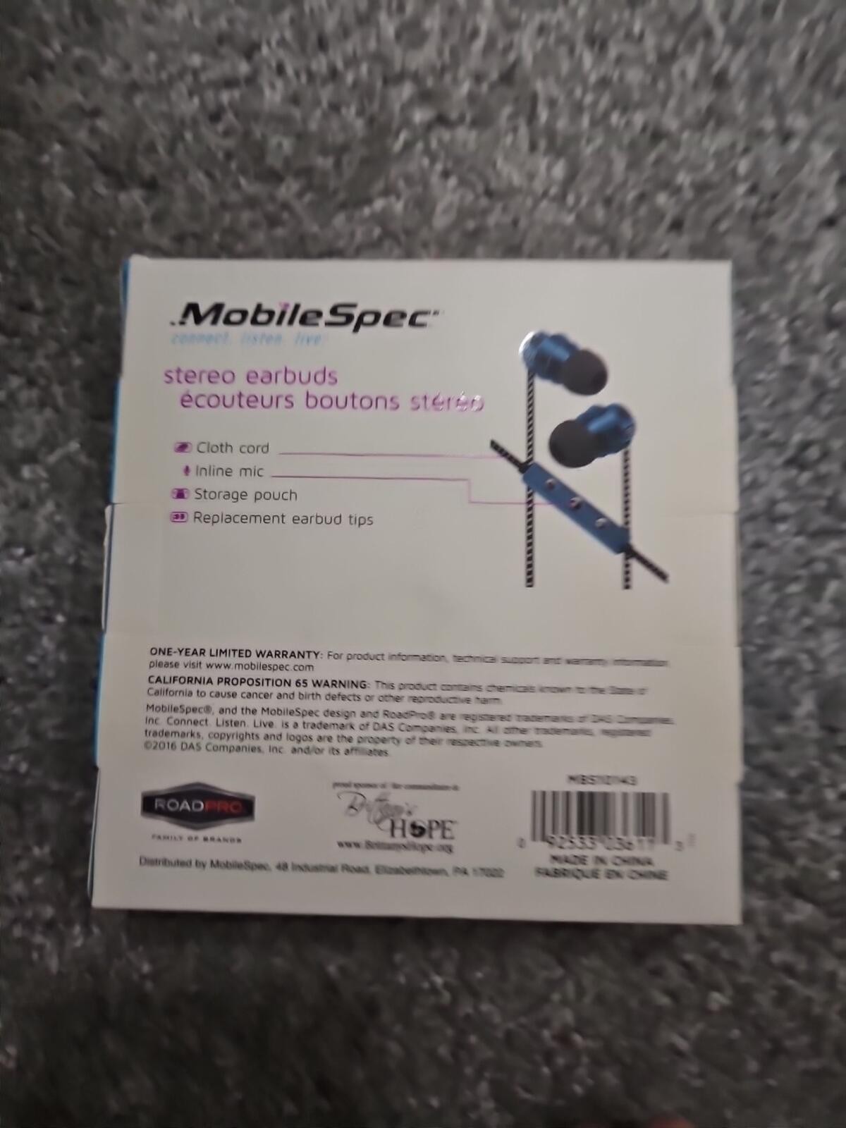 Mobile Spec Blue Wired Earbuds Aux