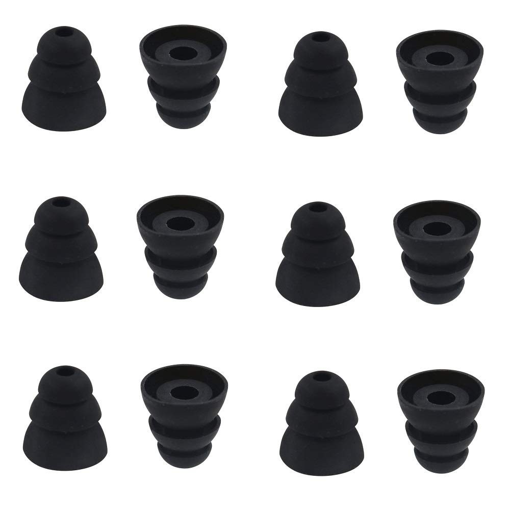 6 Pairs Replacement Triple Flange Ear Tips Earbuds Eartips Silicone Buds for Mos
