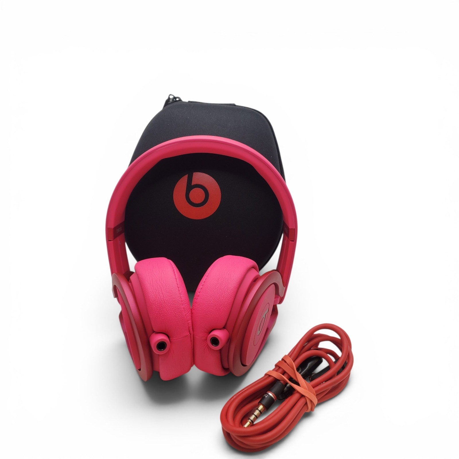 Beats by Dr Dre Mixr On-Ear DJ Headphones Magenta Pink Wired with Case & Aux Cab