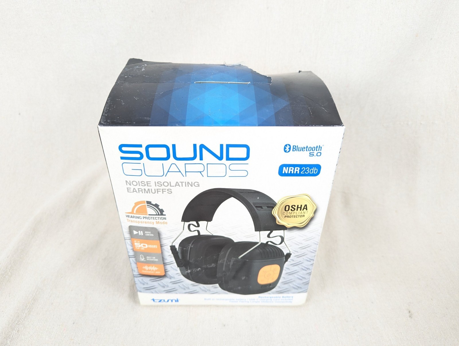 Tzumi Sound Guards Bluetooth Noise Isolating Earmuffs Model 8445 NRR 23dB USB-C