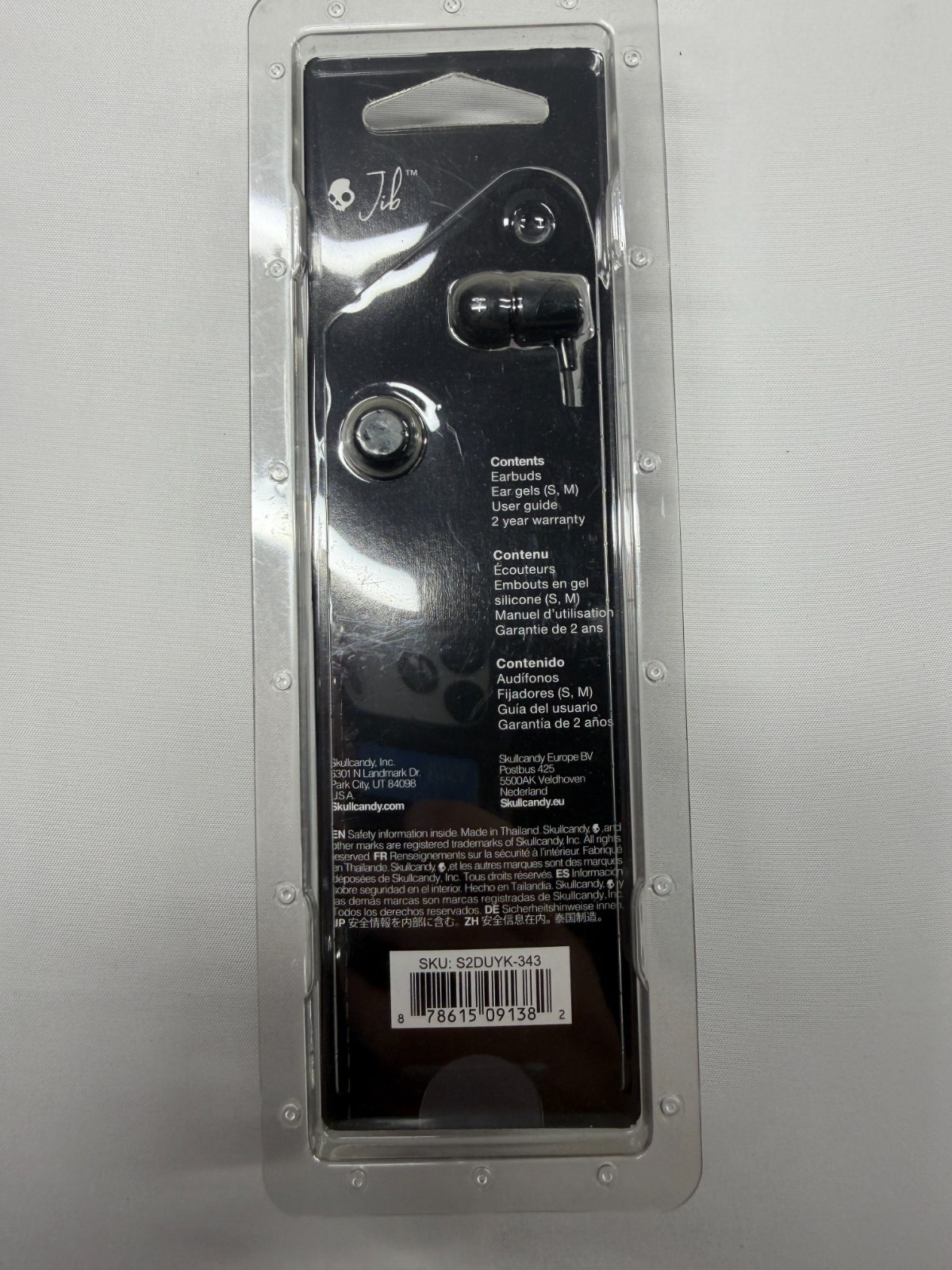 Skullcandy Jib In-Ear Wired Earbuds Black Effortless Sound w/On-Cable Mic 2-Pack
