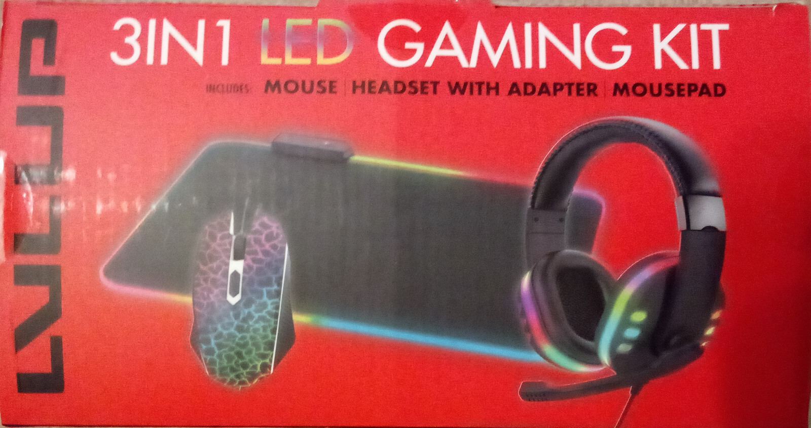 LVLUP 3IN1 LED GAMING KIT With Mouse Headset with Adapter Mousepad New
