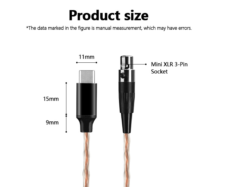 6N HiFi DAC Type C To 3 Pin Mini XLR Audio Cable For Beyerdynamic AKG Headphone