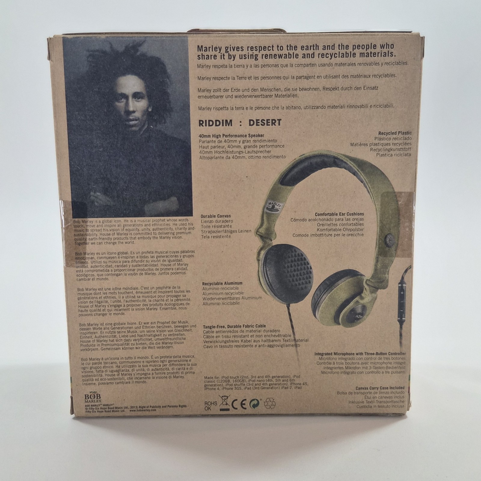 Marley Jammin Collection Wired Headphones With Travel Bag NEW IN BOX! Sealed