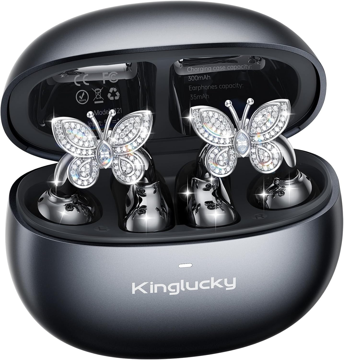 Clip-On Open Ear Earbuds with Detachable Butterfly Earrings, Bluetooth 6.0 Wirel
