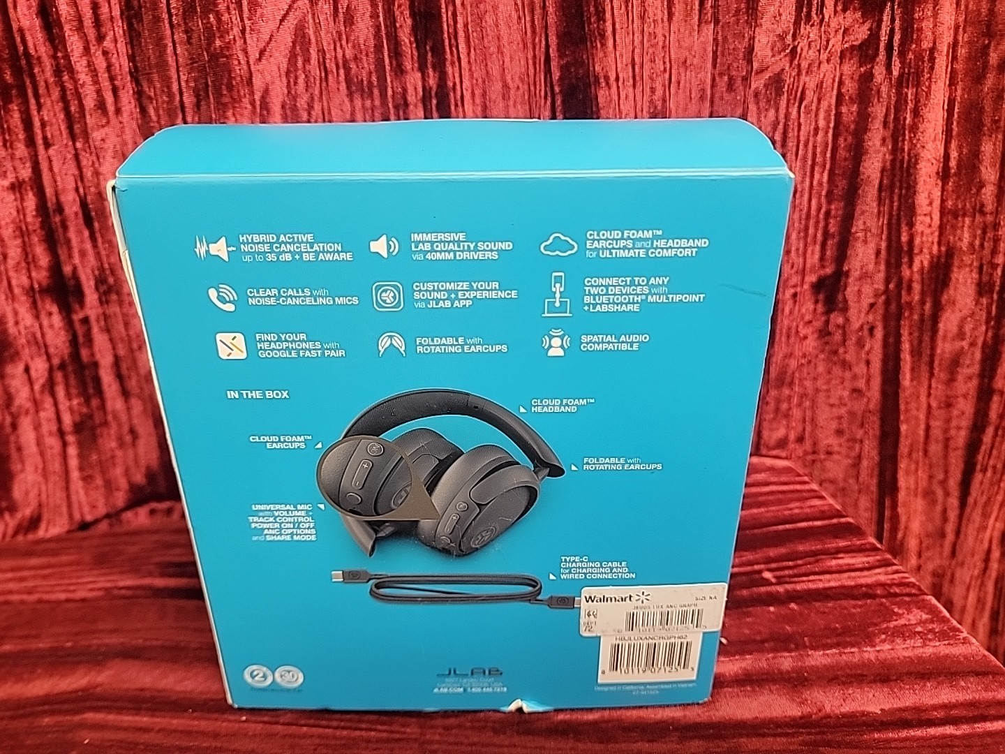 JLab JBuds Lux Active Noise Cancellation Bluetooth over-ear Headphones Graphite