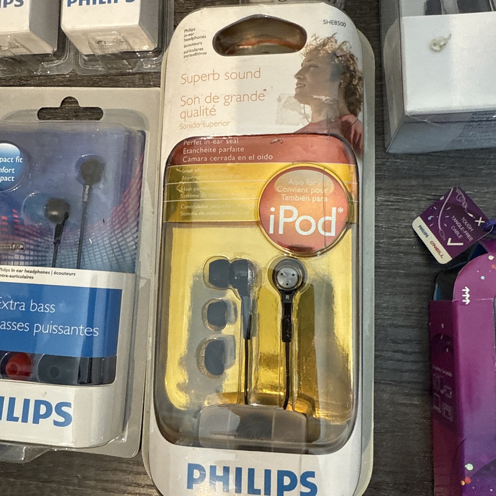 Lot Of Philips Headphones Earbuds Lot SHL8800 O’Neill iPod MP3 New Sealed