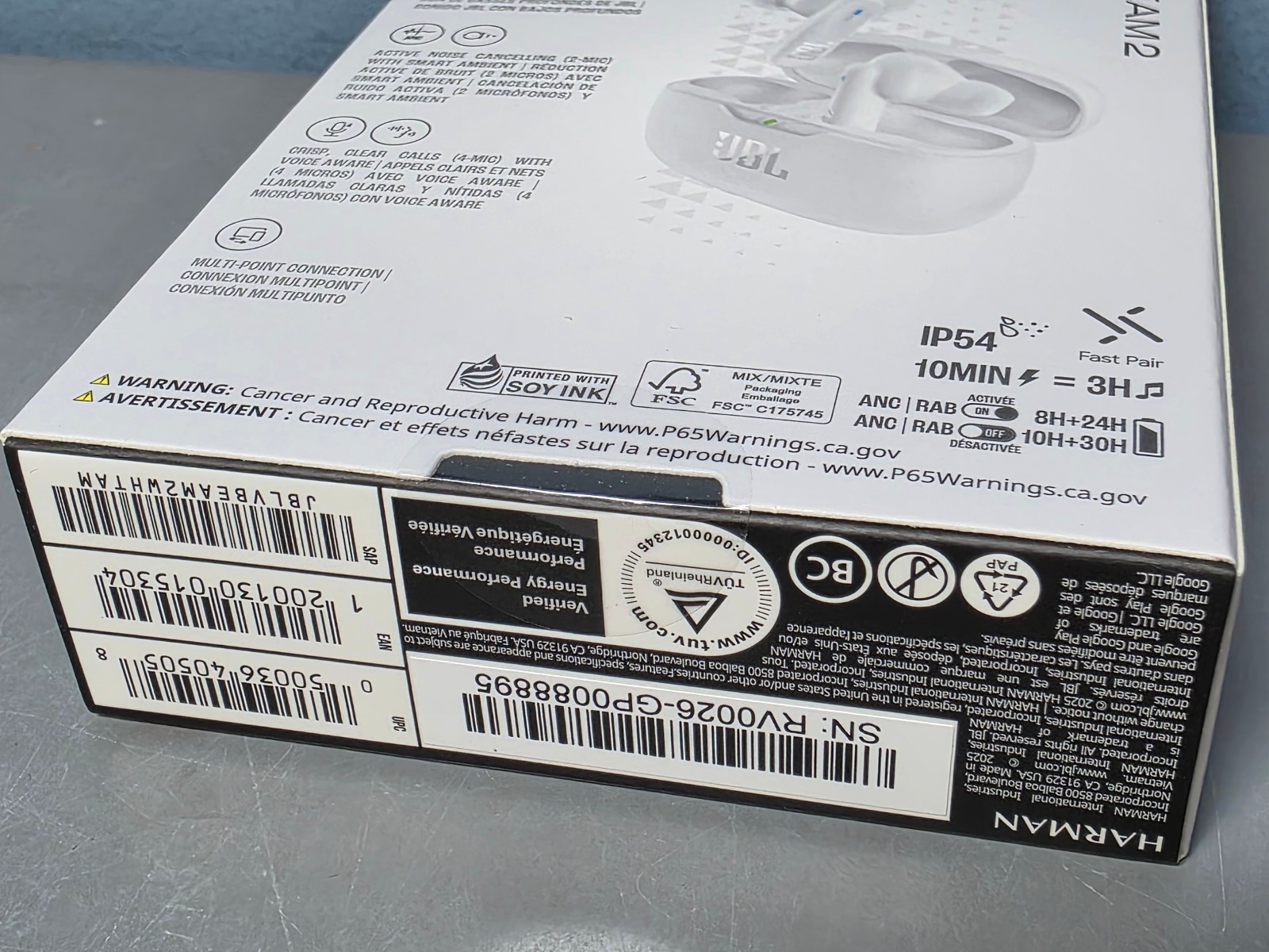 JBL Vibe Beam 2 – Active Noise Cancelling – 40 Hour Battery – New & Sealed